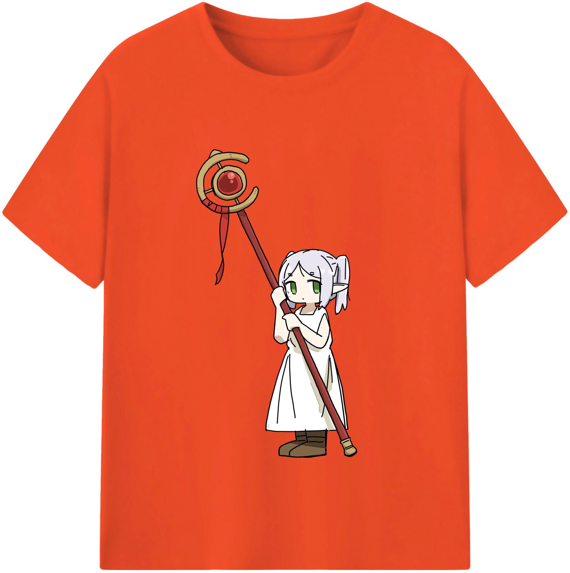 （画像用） 葬送のフリーレン Frieren 綿100％半袖Tシャツ（フロントプリント）