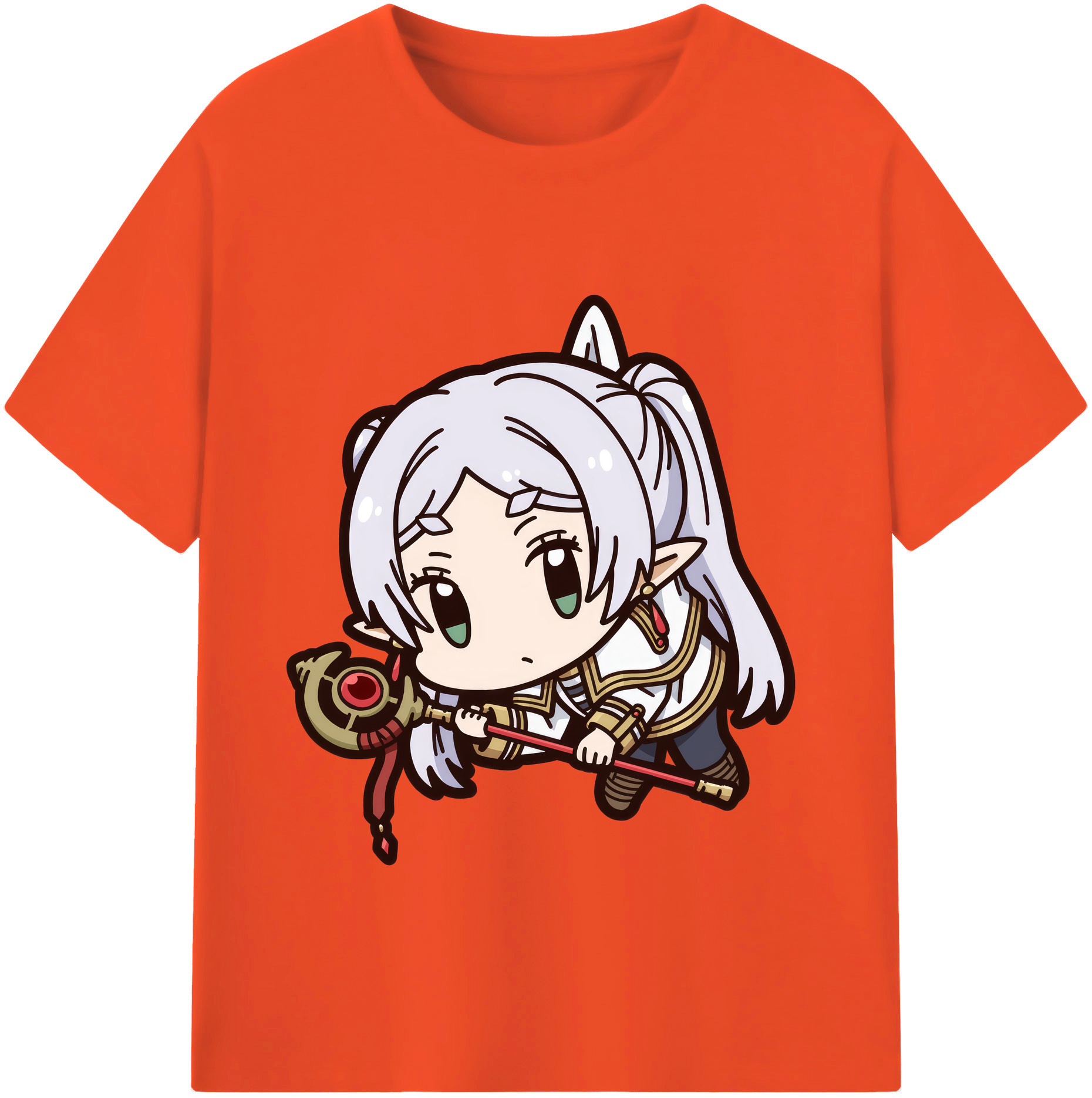 （画像用） 葬送のフリーレン Frieren 綿100％半袖Tシャツ（フロントプリント）