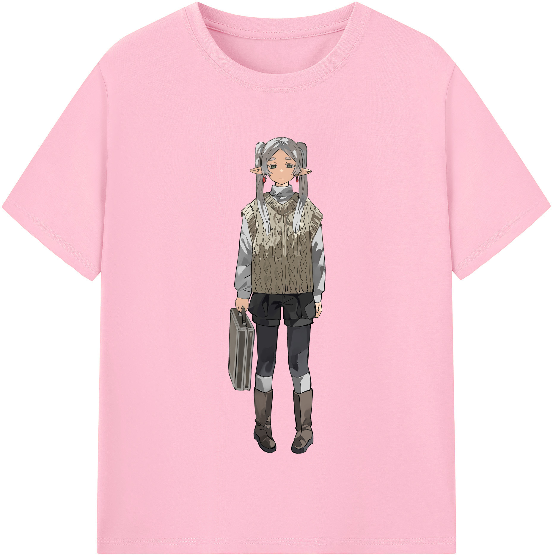 （画像用） 葬送のフリーレン Frieren 綿100％半袖Tシャツ（フロントプリント）