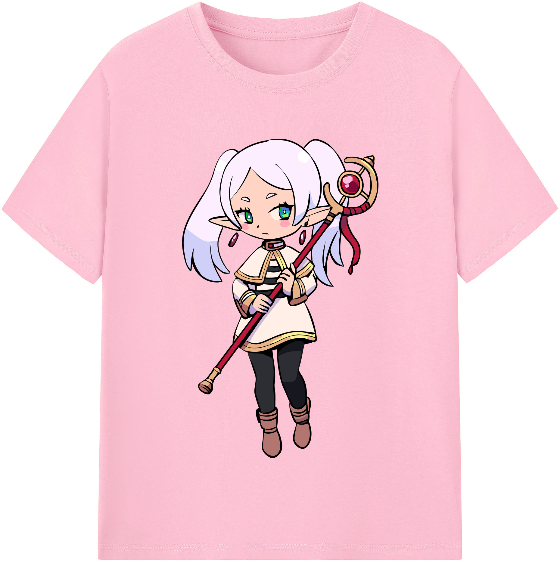 （画像用） 葬送のフリーレン Frieren 綿100％半袖Tシャツ（フロントプリント）