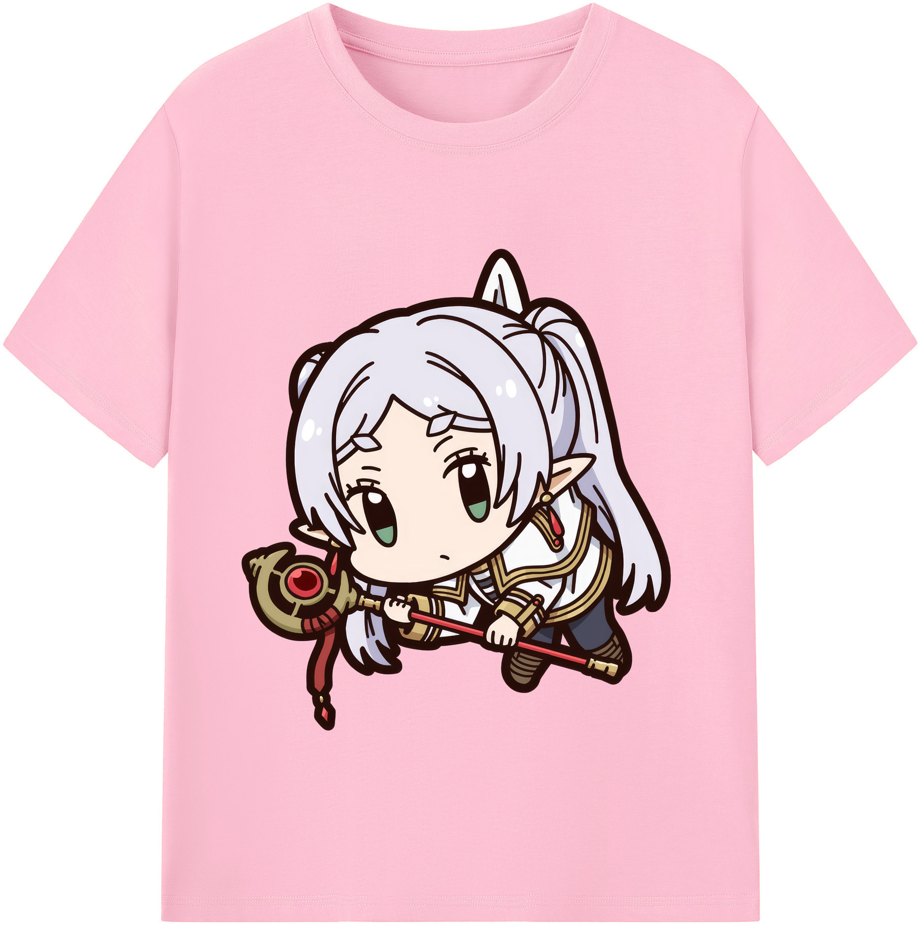 （画像用） 葬送のフリーレン Frieren 綿100％半袖Tシャツ（フロントプリント）
