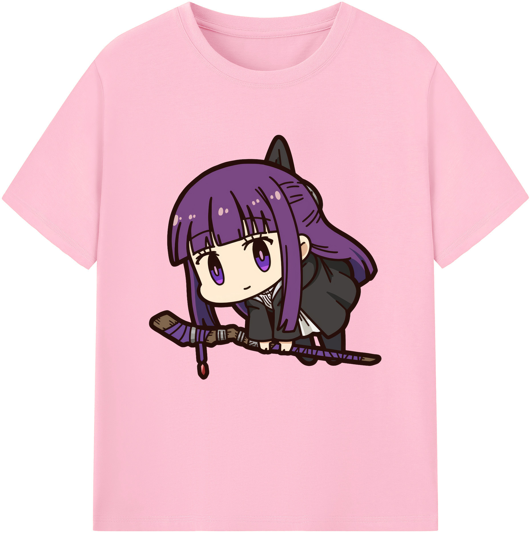 （画像用） 葬送のフリーレン Frieren 綿100％半袖Tシャツ（フロントプリント）