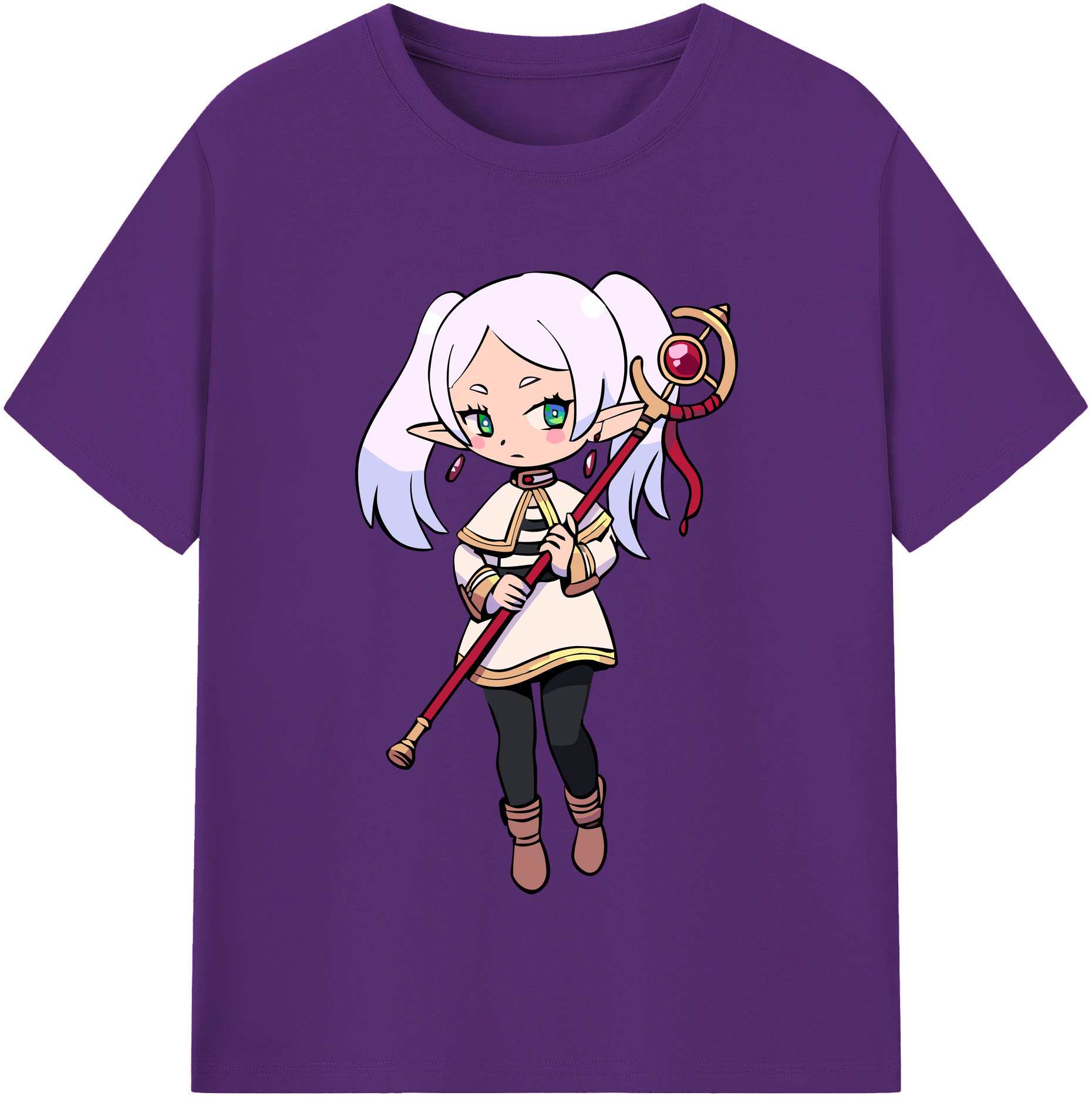 （画像用） 葬送のフリーレン Frieren 綿100％半袖Tシャツ（フロントプリント）