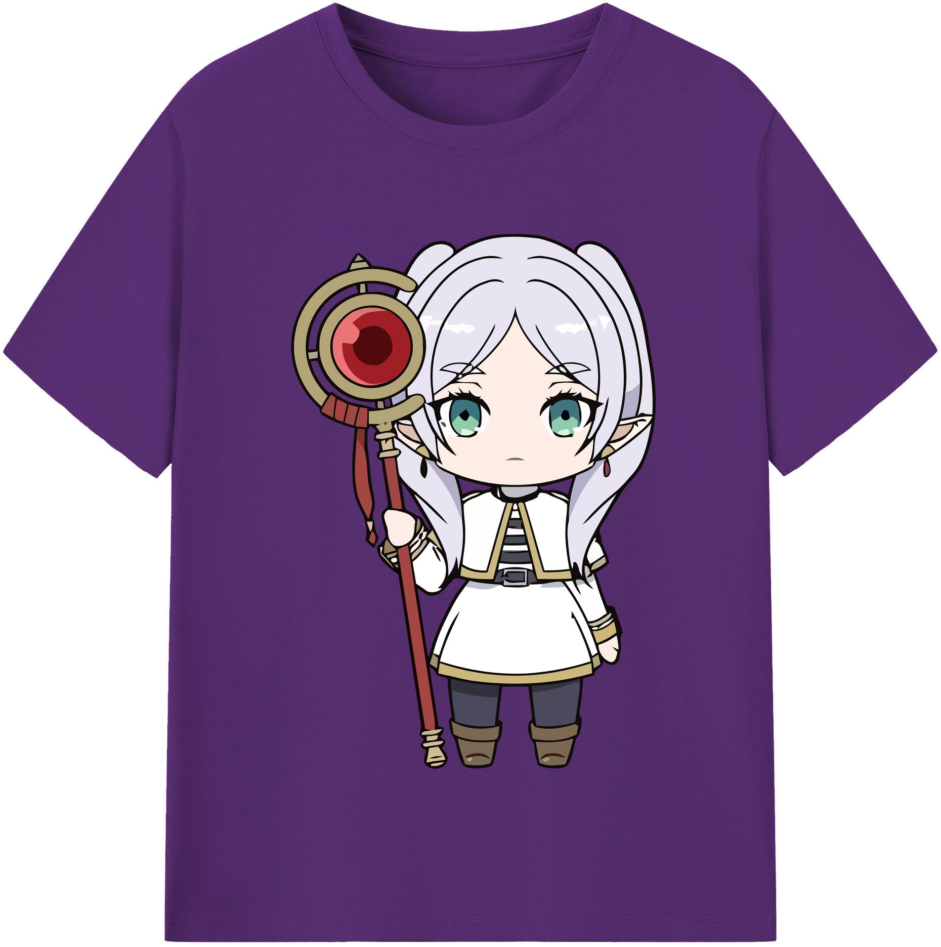 （画像用） 葬送のフリーレン Frieren 綿100％半袖Tシャツ（フロントプリント）