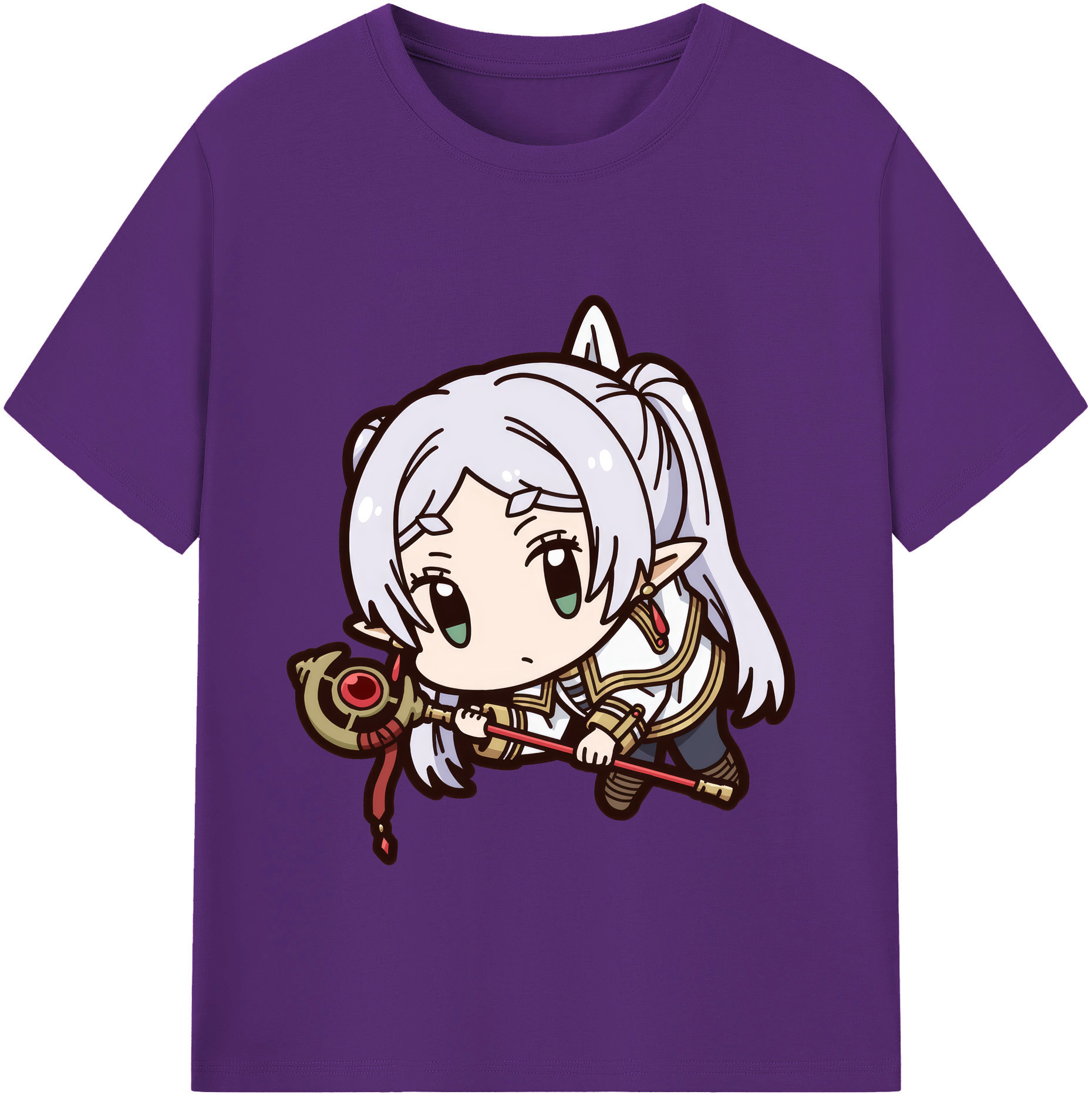 （画像用） 葬送のフリーレン Frieren 綿100％半袖Tシャツ（フロントプリント）