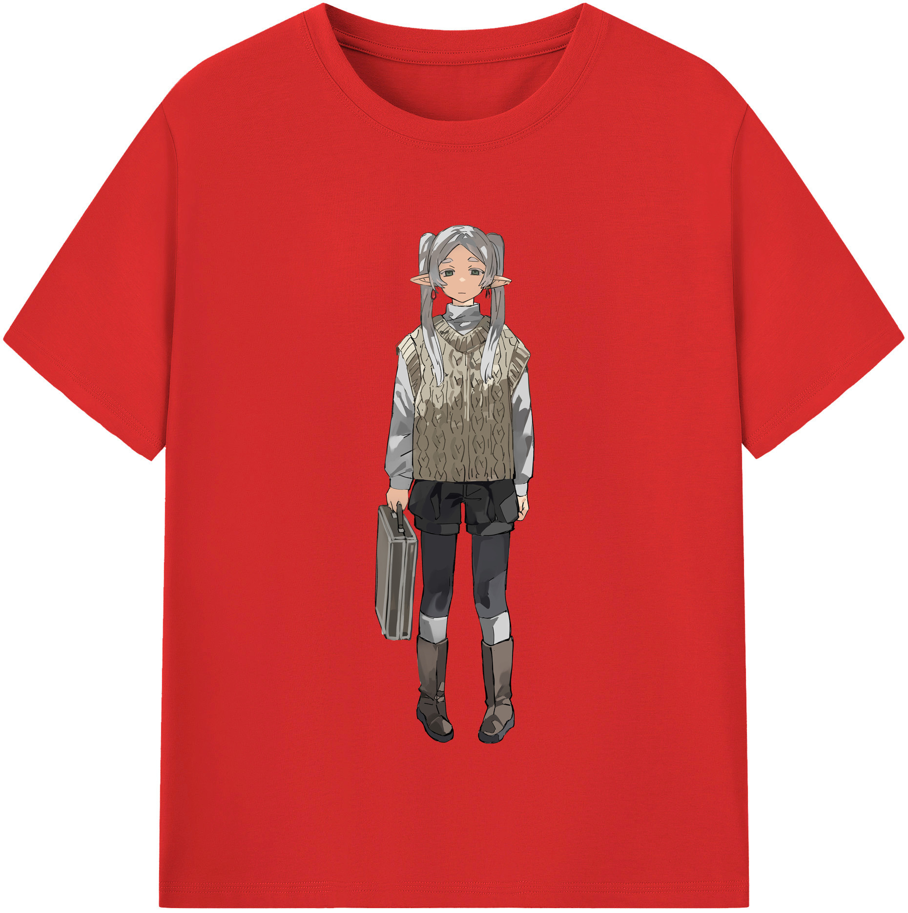 （画像用） 葬送のフリーレン Frieren 綿100％半袖Tシャツ（フロントプリント）