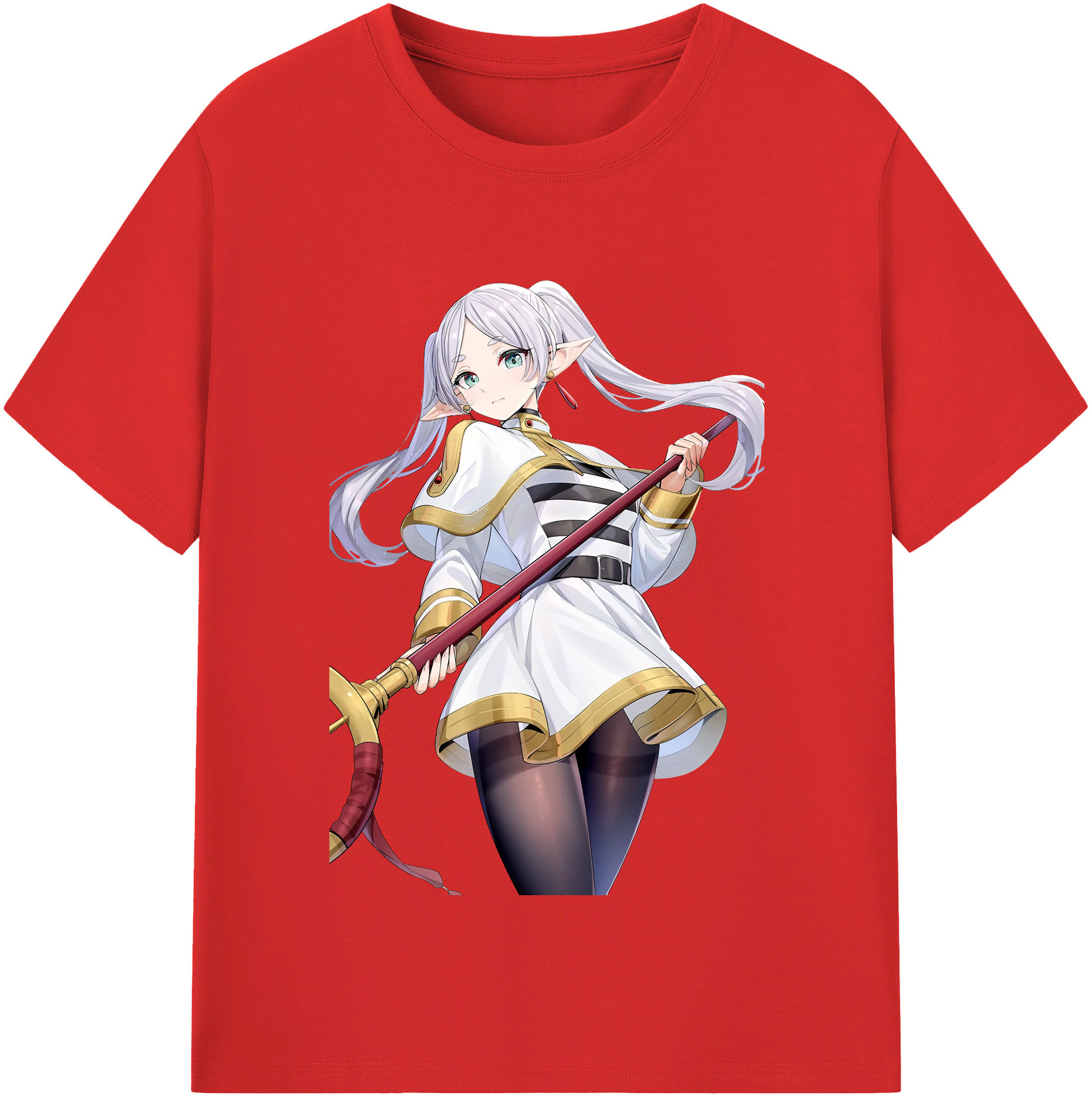 （画像用） 葬送のフリーレン Frieren 綿100％半袖Tシャツ（フロントプリント）