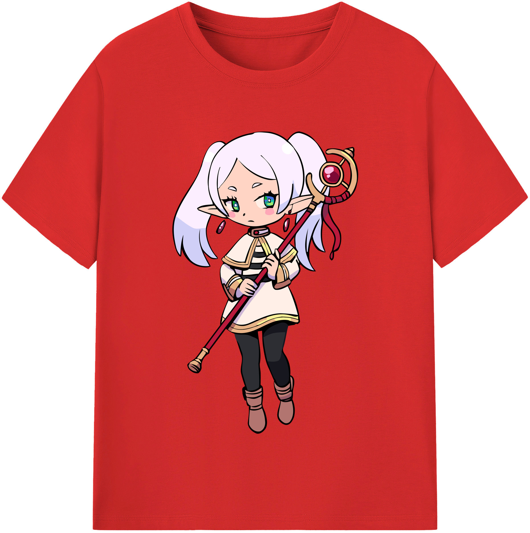 （画像用） 葬送のフリーレン Frieren 綿100％半袖Tシャツ（フロントプリント）