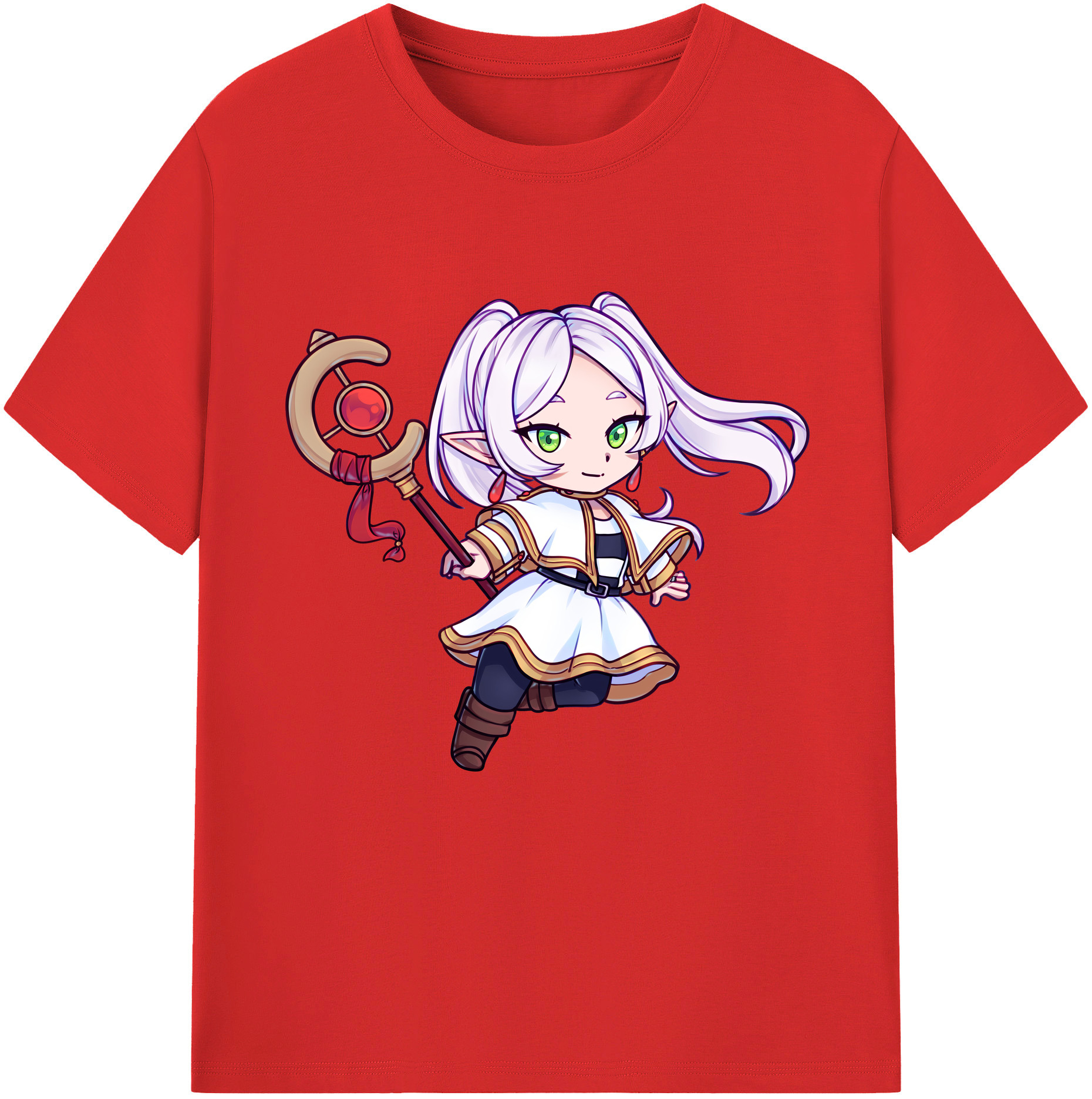（画像用） 葬送のフリーレン Frieren 綿100％半袖Tシャツ（フロントプリント）