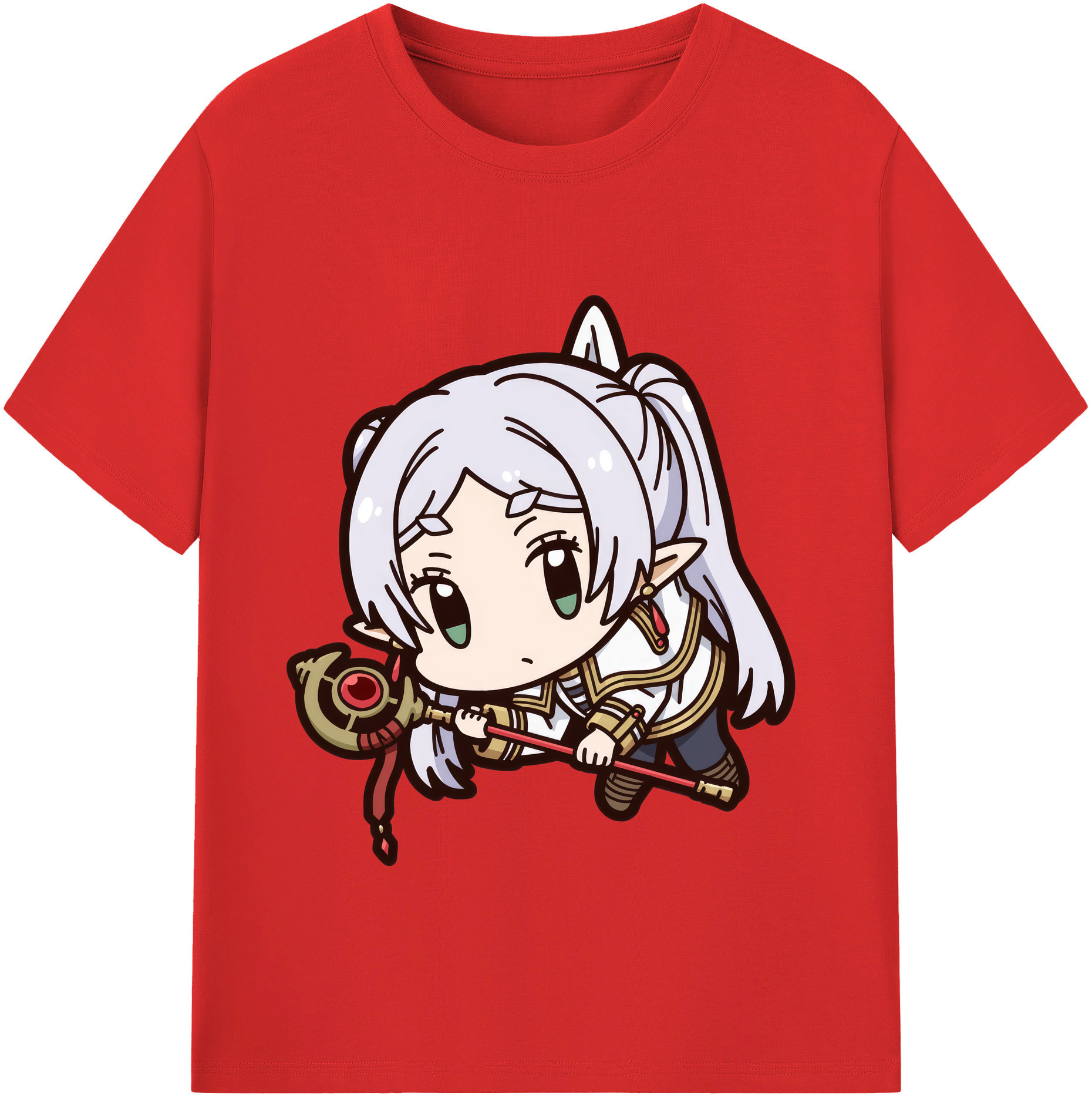 （画像用） 葬送のフリーレン Frieren 綿100％半袖Tシャツ（フロントプリント）