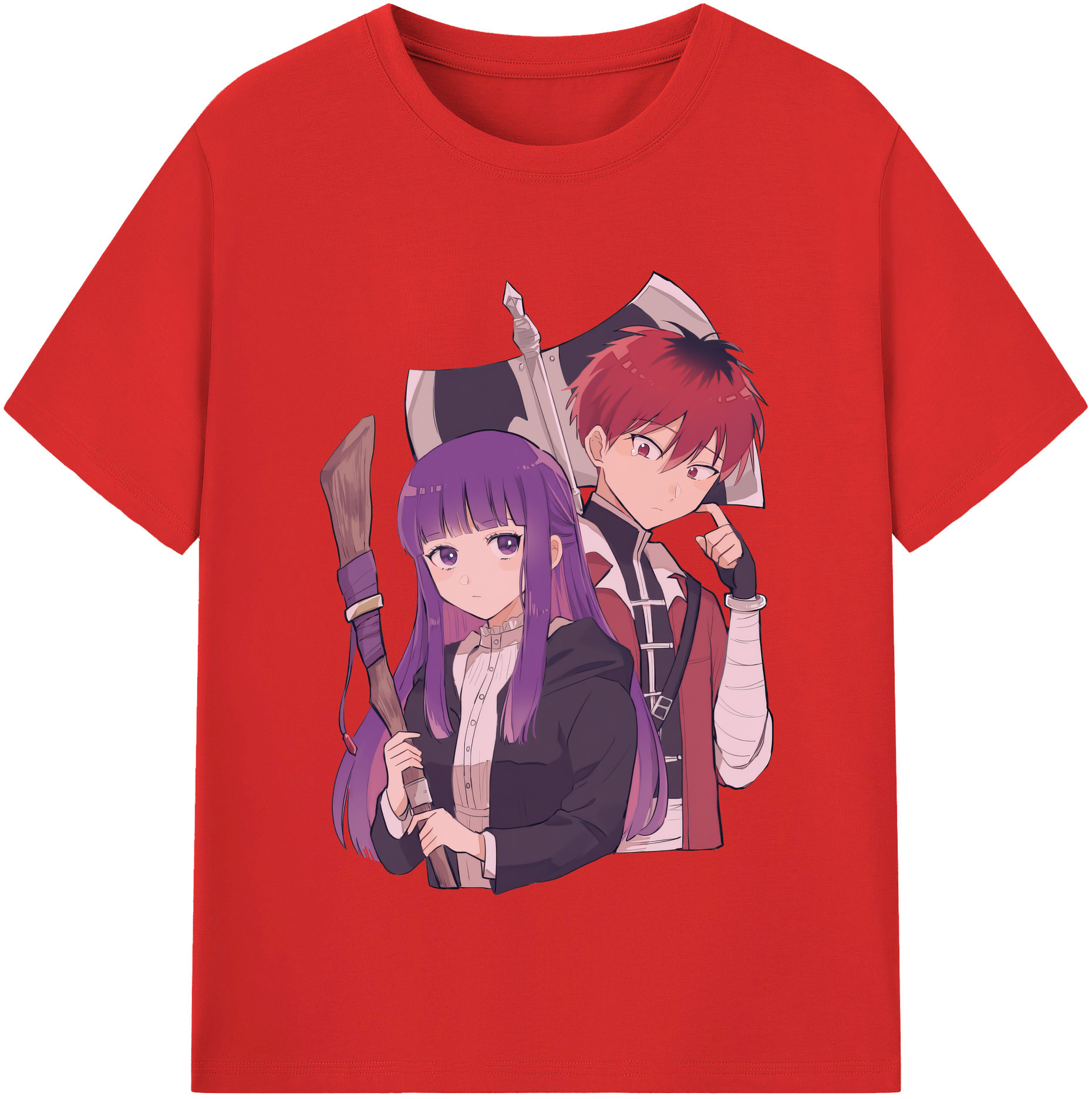 （画像用） 葬送のフリーレン Frieren 綿100％半袖Tシャツ（フロントプリント）