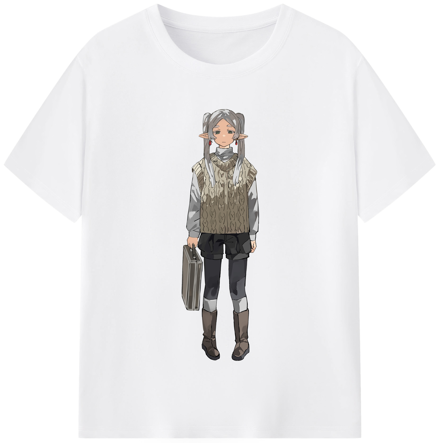 （画像用） 葬送のフリーレン Frieren 綿100％半袖Tシャツ（フロントプリント）