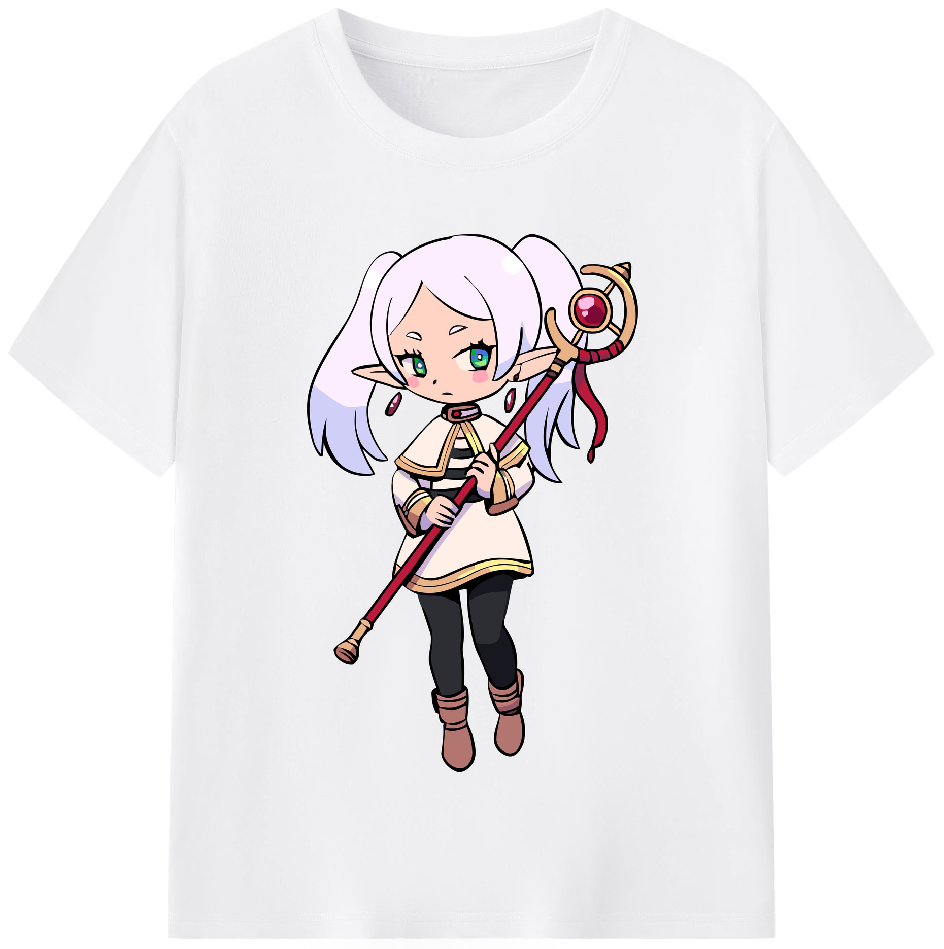 （画像用） 葬送のフリーレン Frieren 綿100％半袖Tシャツ（フロントプリント）
