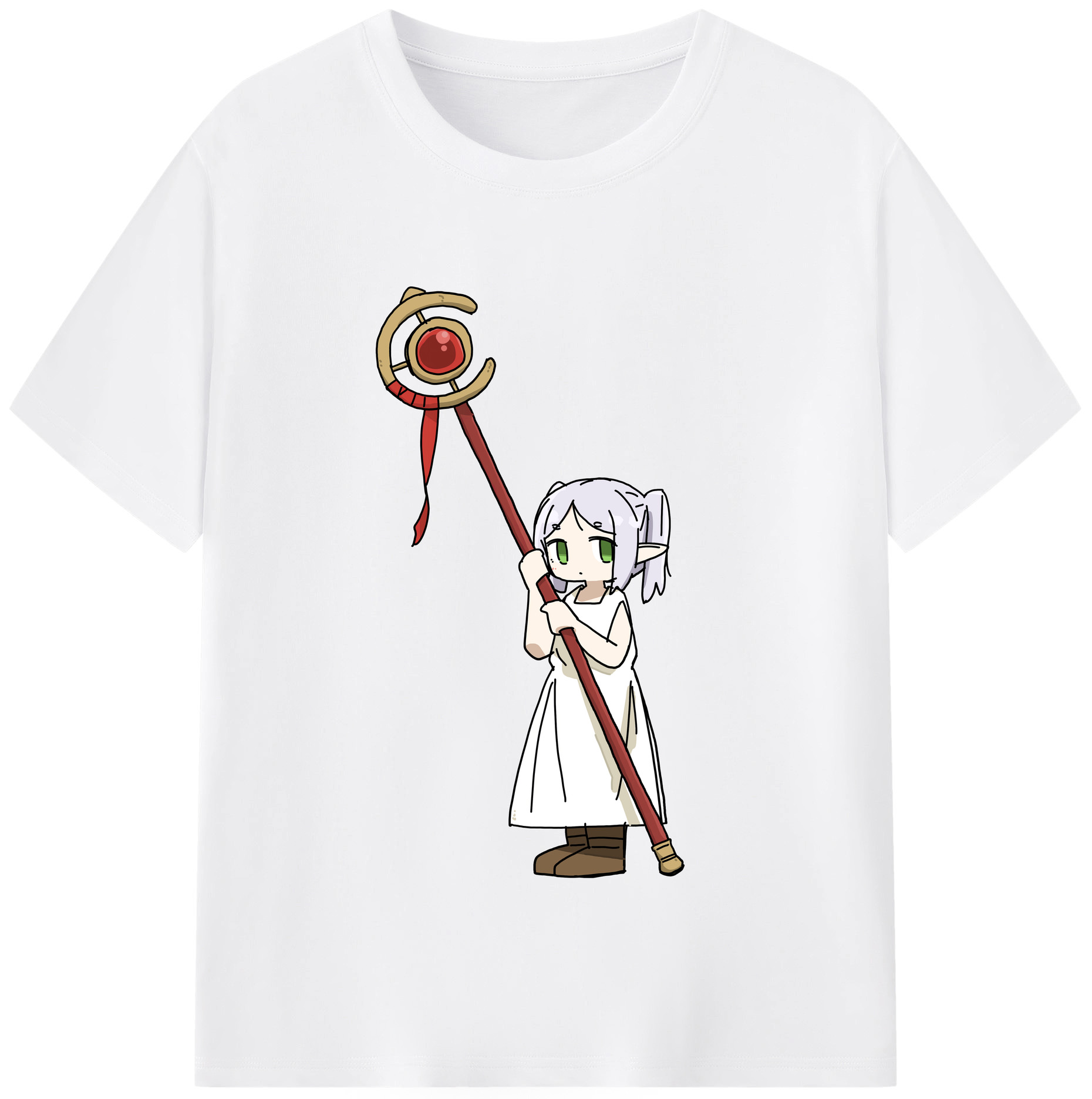 （画像用） 葬送のフリーレン Frieren 綿100％半袖Tシャツ（フロントプリント）