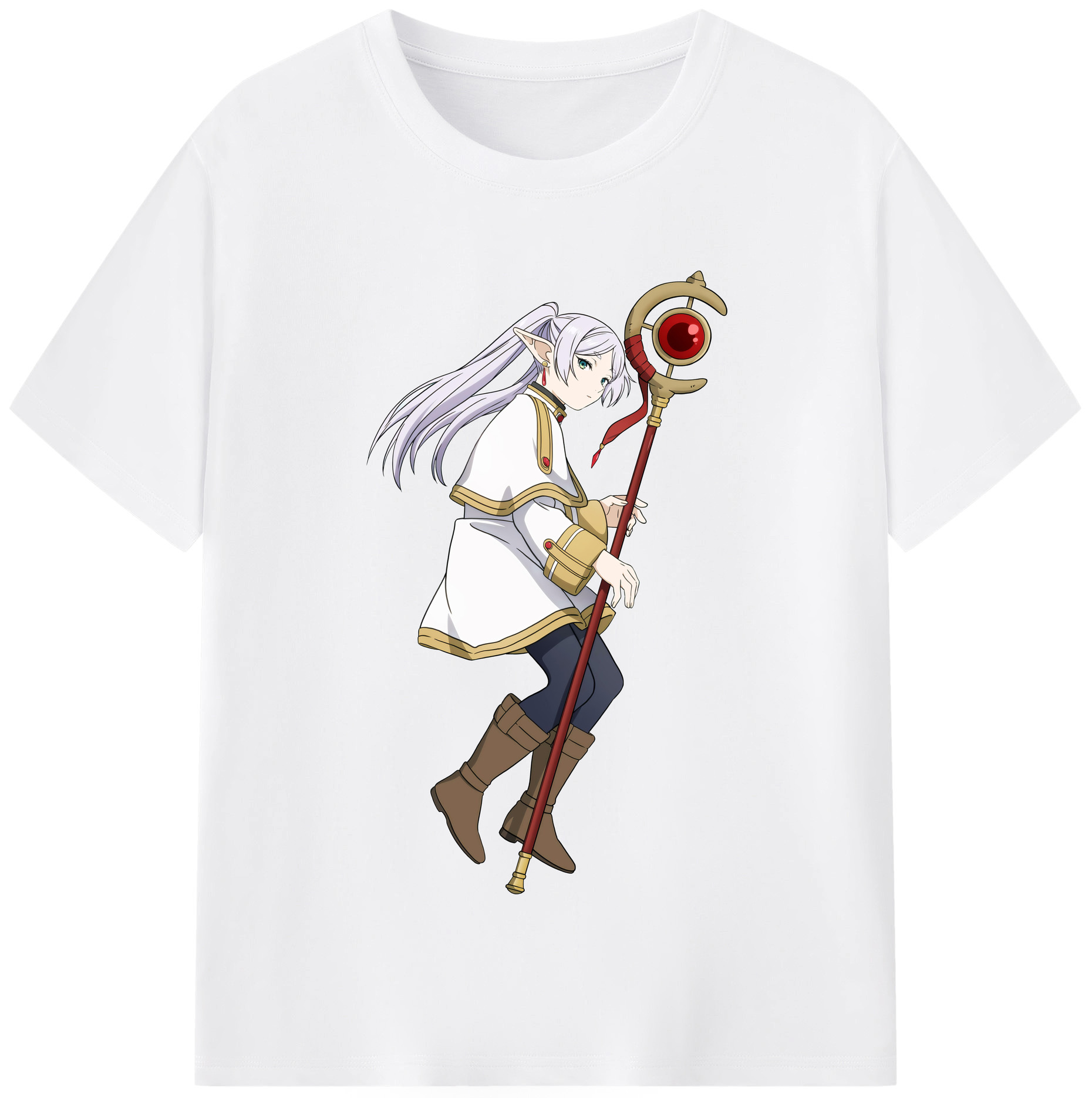 （画像用） 葬送のフリーレン Frieren 綿100％半袖Tシャツ（フロントプリント）