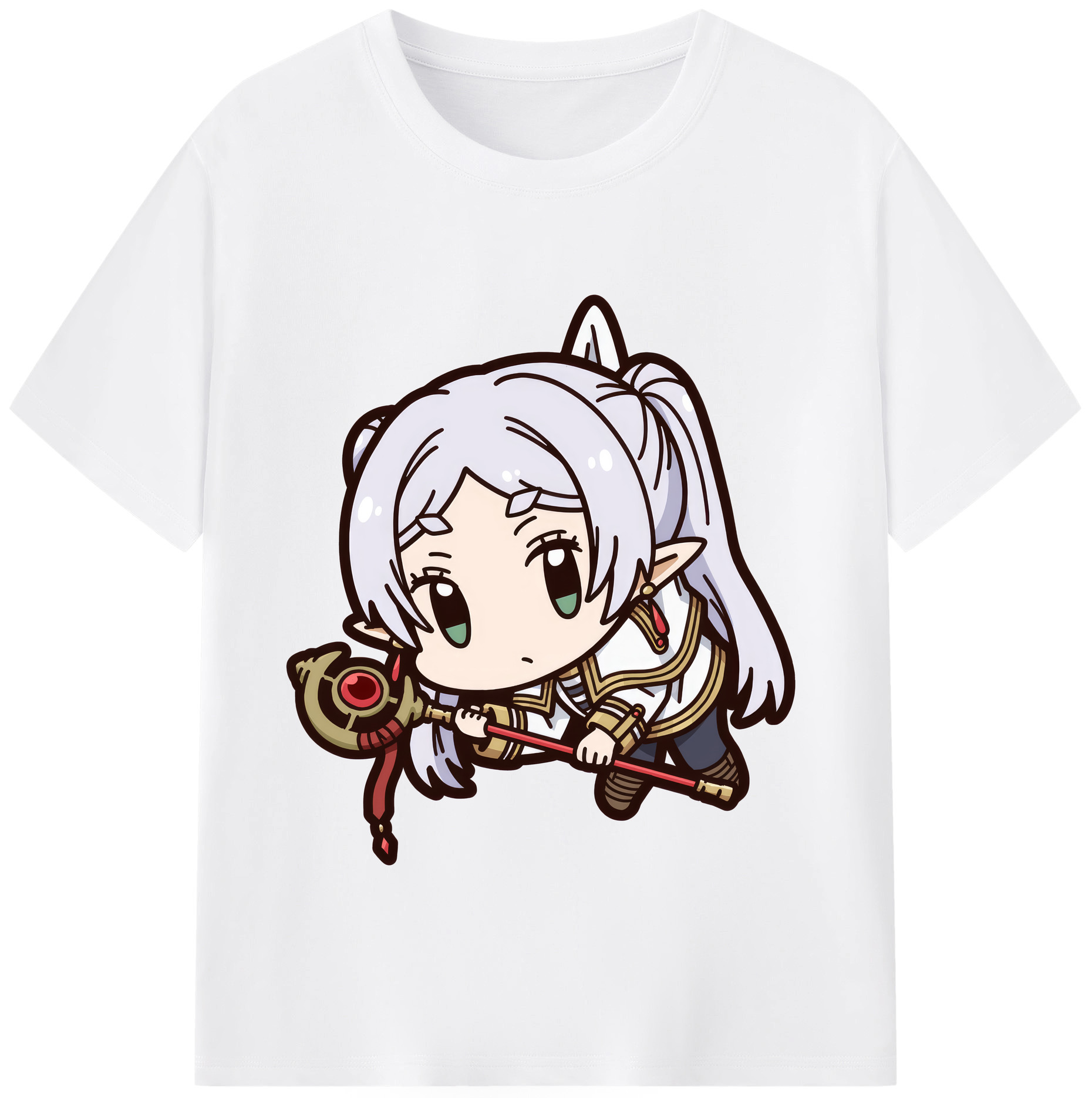 （画像用） 葬送のフリーレン Frieren 綿100％半袖Tシャツ（フロントプリント）