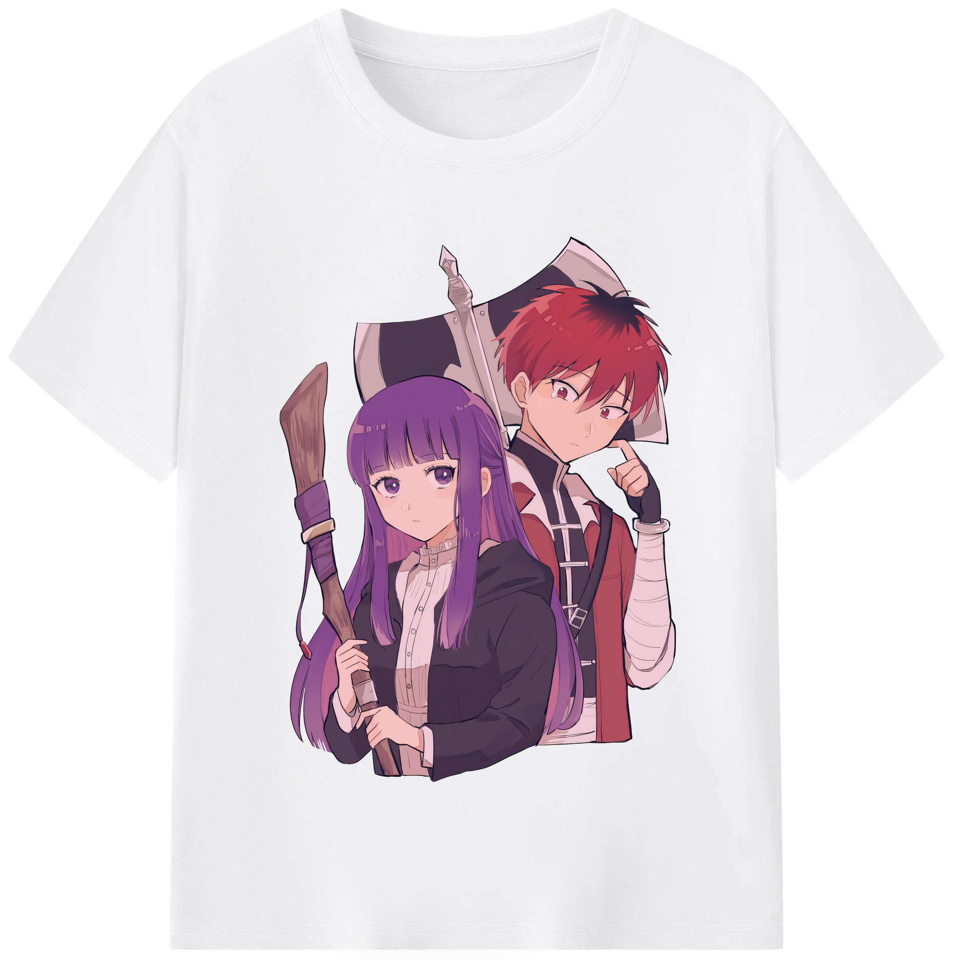 （画像用） 葬送のフリーレン Frieren 綿100％半袖Tシャツ（フロントプリント）