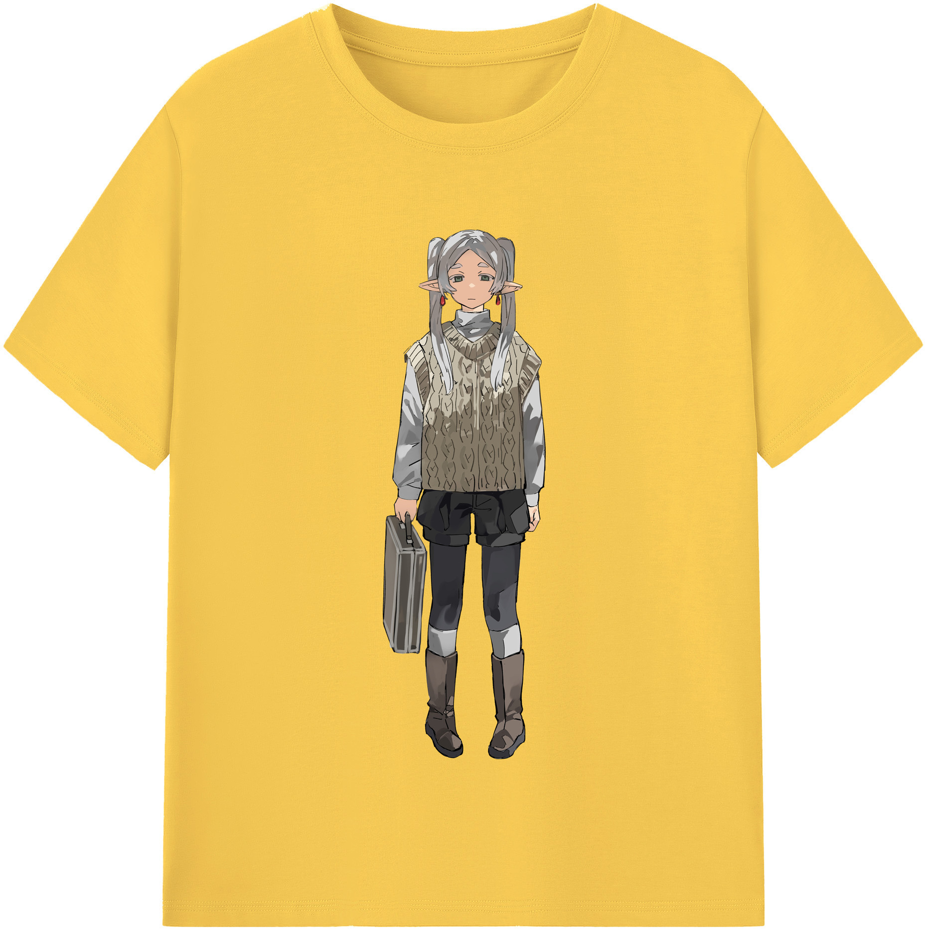 （画像用） 葬送のフリーレン Frieren 綿100％半袖Tシャツ（フロントプリント）