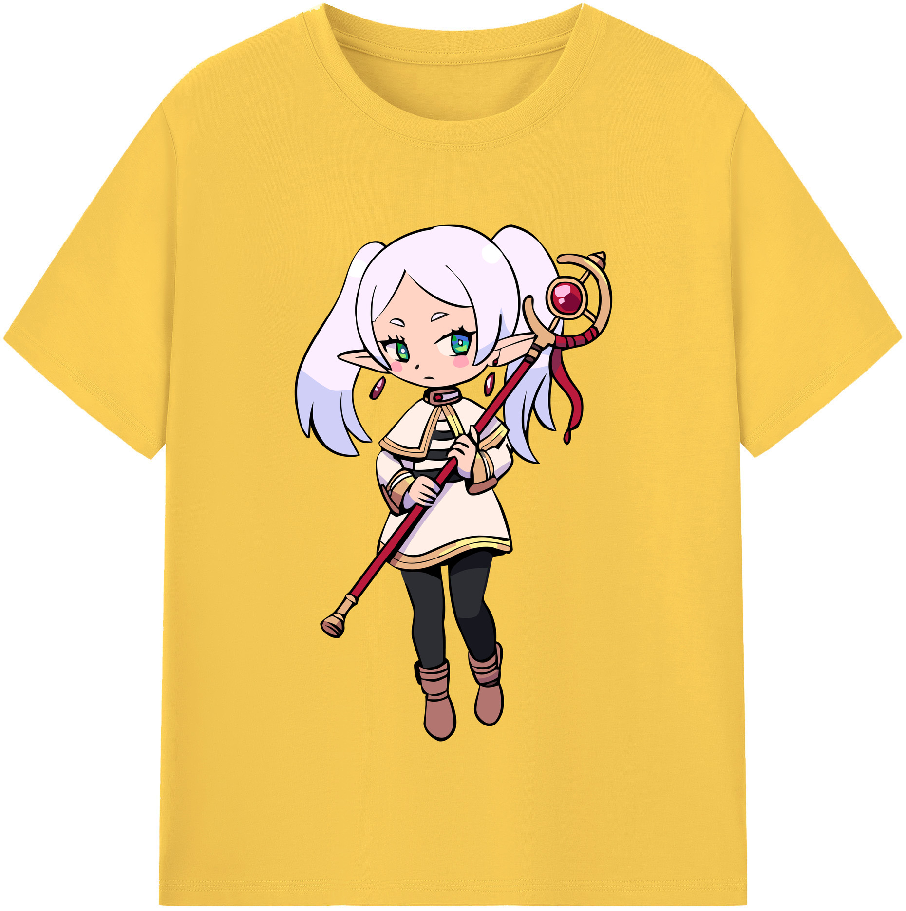 （画像用） 葬送のフリーレン Frieren 綿100％半袖Tシャツ（フロントプリント）