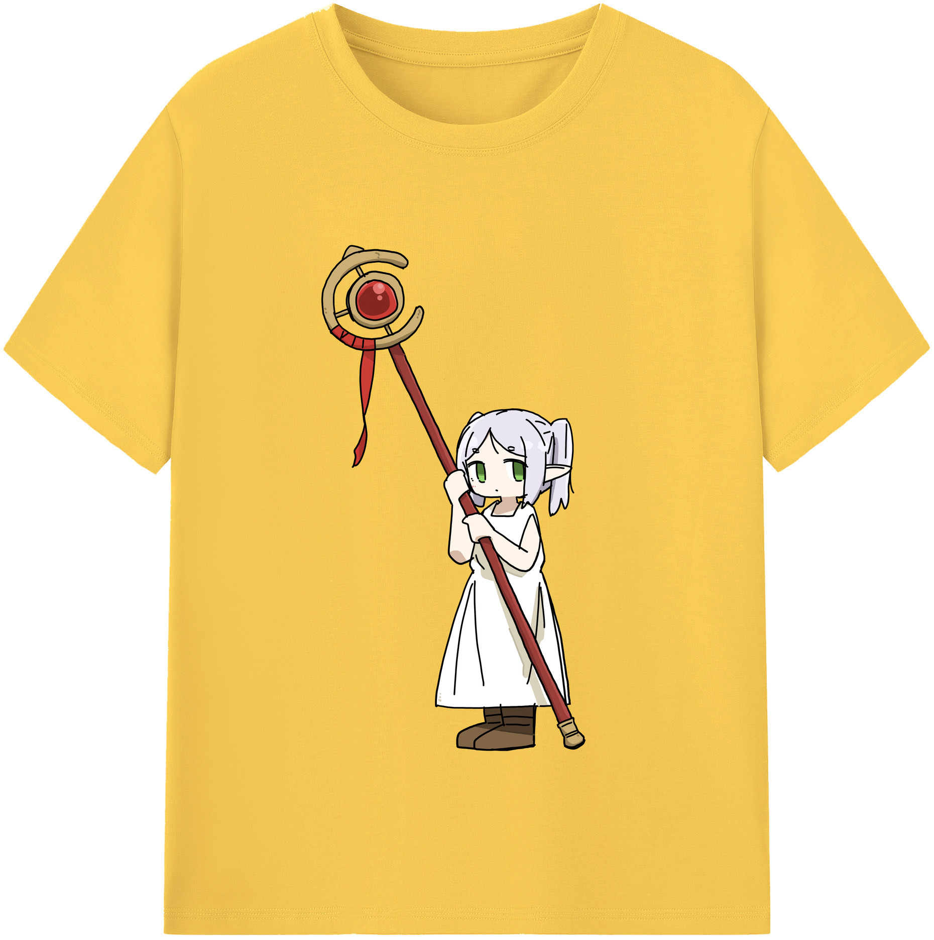 （画像用） 葬送のフリーレン Frieren 綿100％半袖Tシャツ（フロントプリント）
