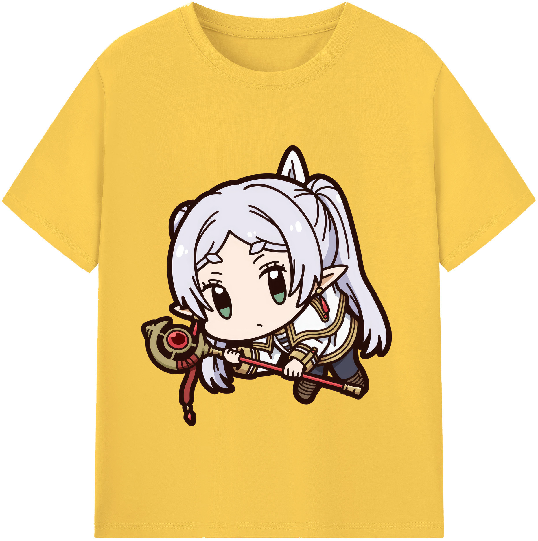 （画像用） 葬送のフリーレン Frieren 綿100％半袖Tシャツ（フロントプリント）