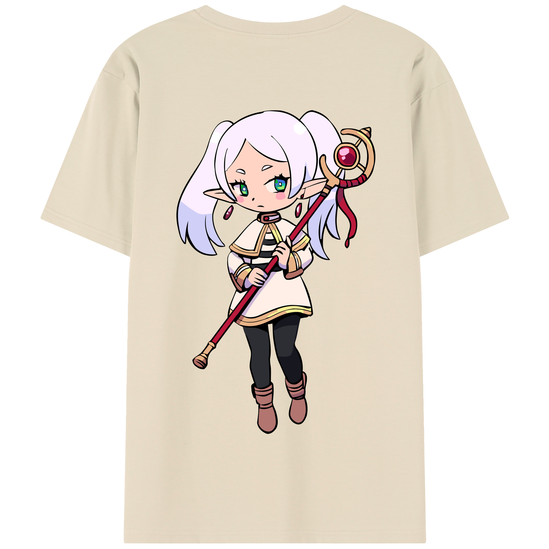 （画像用） 葬送のフリーレン Frieren 綿100％半袖Tシャツ（背面プリント）