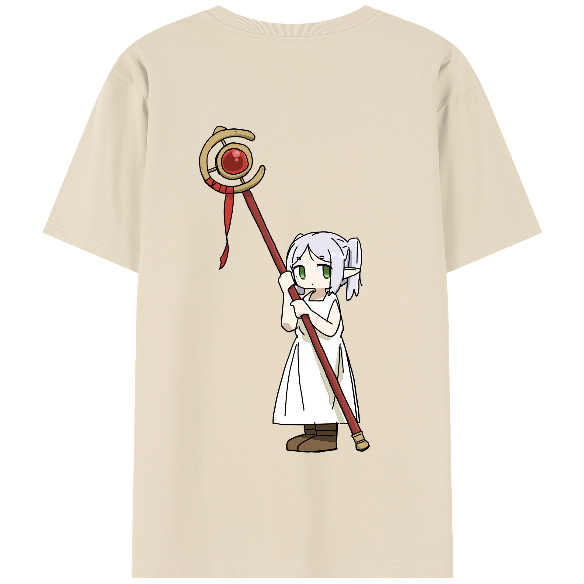 （画像用） 葬送のフリーレン Frieren 綿100％半袖Tシャツ（背面プリント）