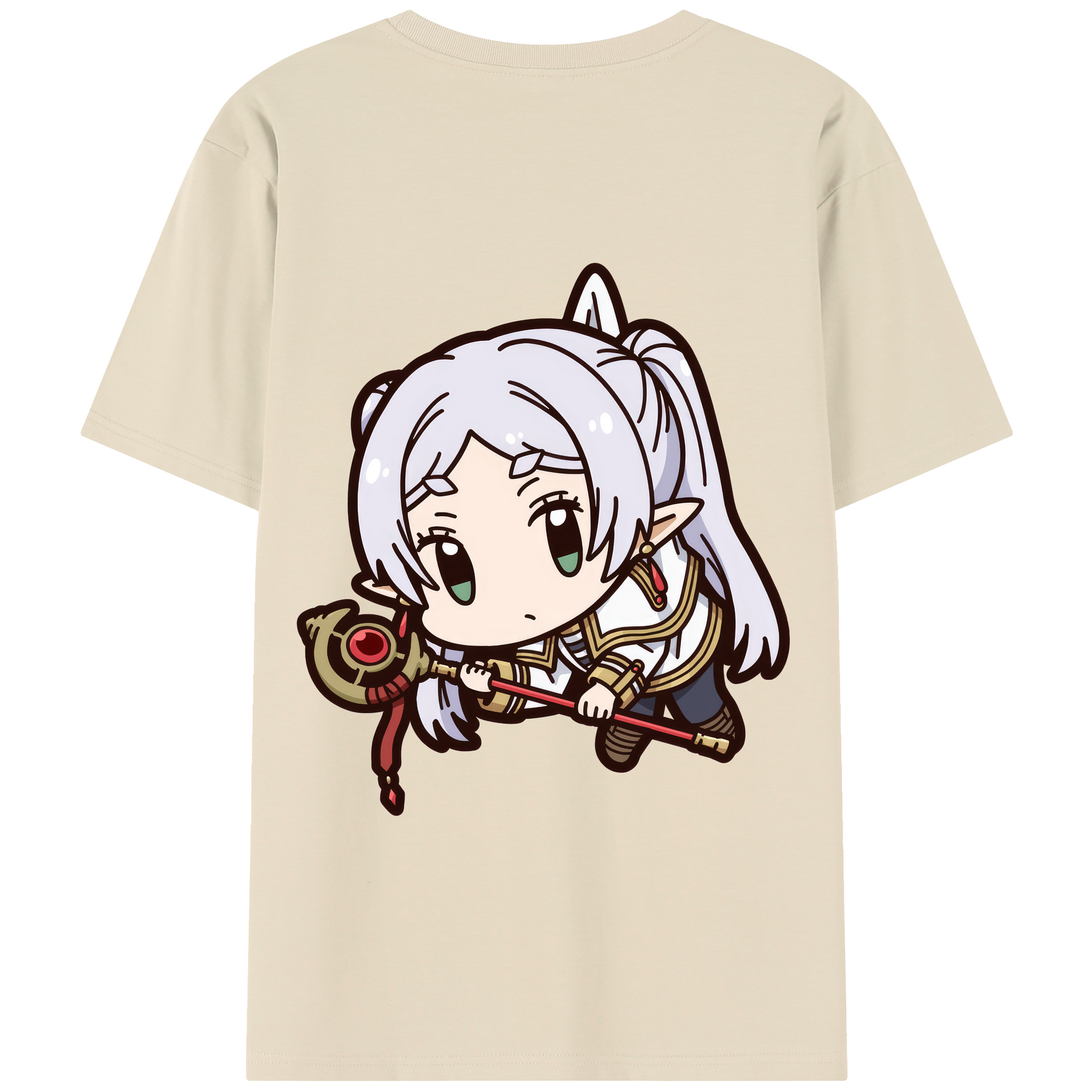 （画像用） 葬送のフリーレン Frieren 綿100％半袖Tシャツ（背面プリント）