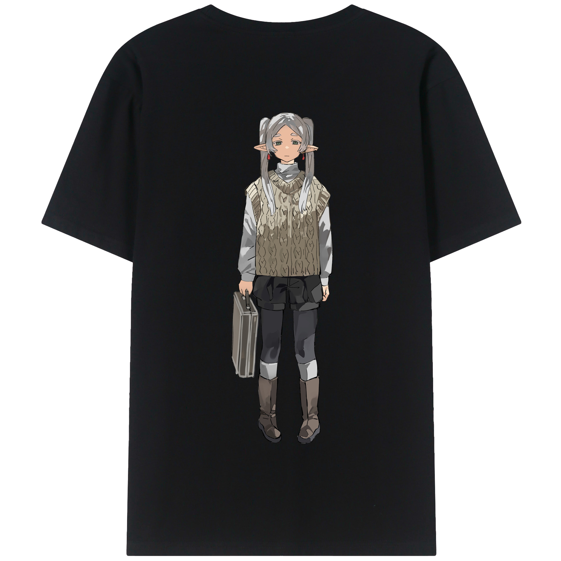 （画像用） 葬送のフリーレン Frieren 綿100％半袖Tシャツ（背面プリント）