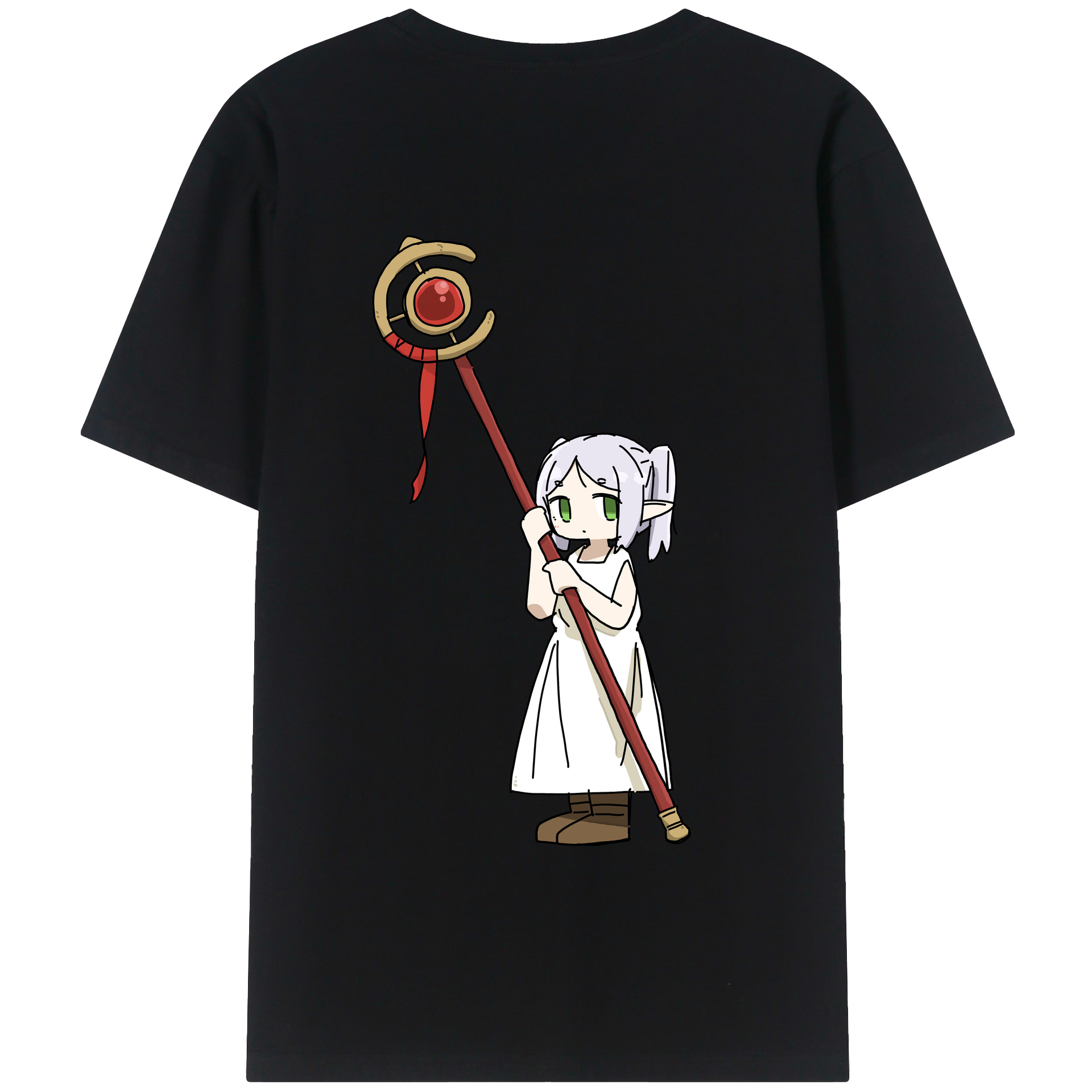 （画像用） 葬送のフリーレン Frieren 綿100％半袖Tシャツ（背面プリント）