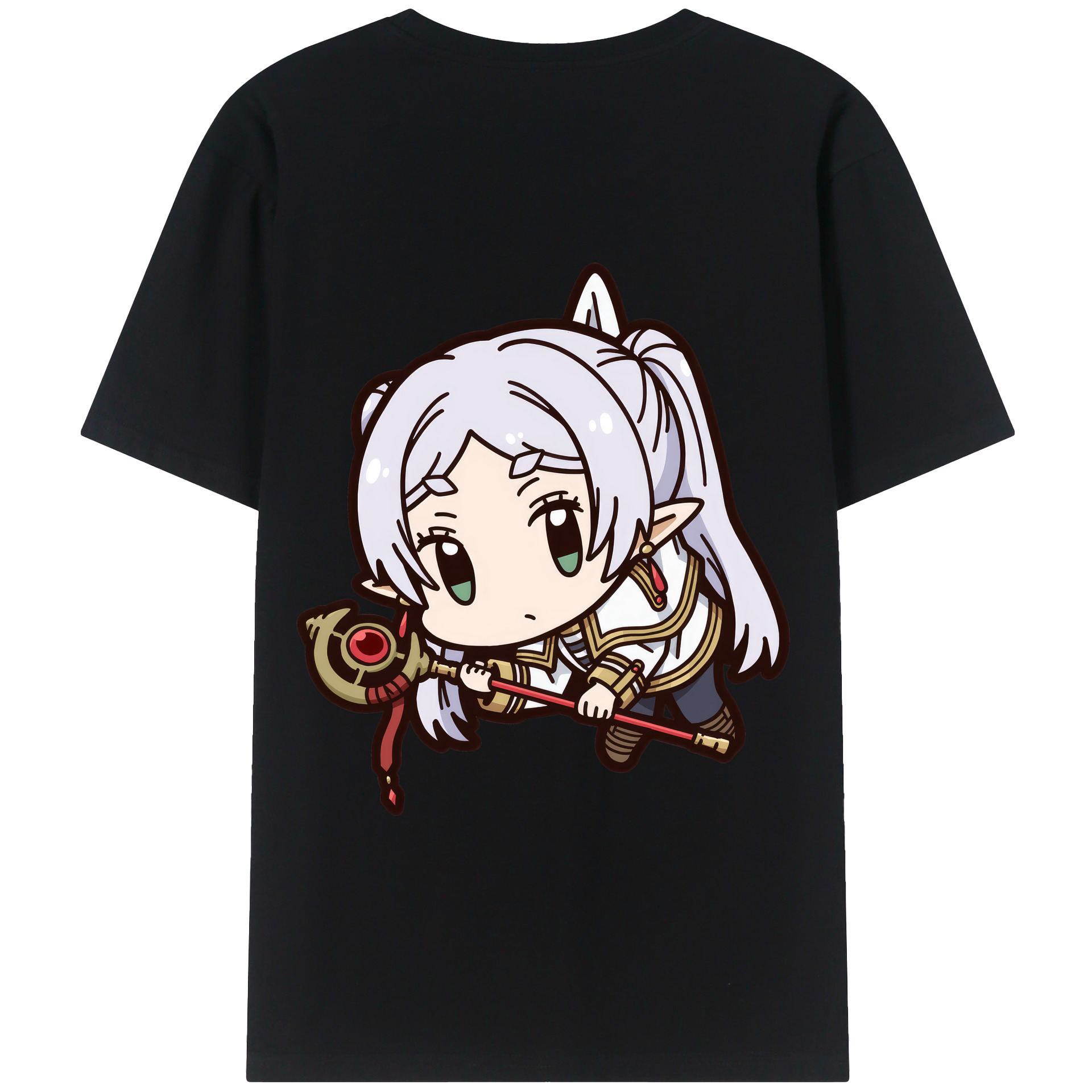 （画像用） 葬送のフリーレン Frieren 綿100％半袖Tシャツ（背面プリント）