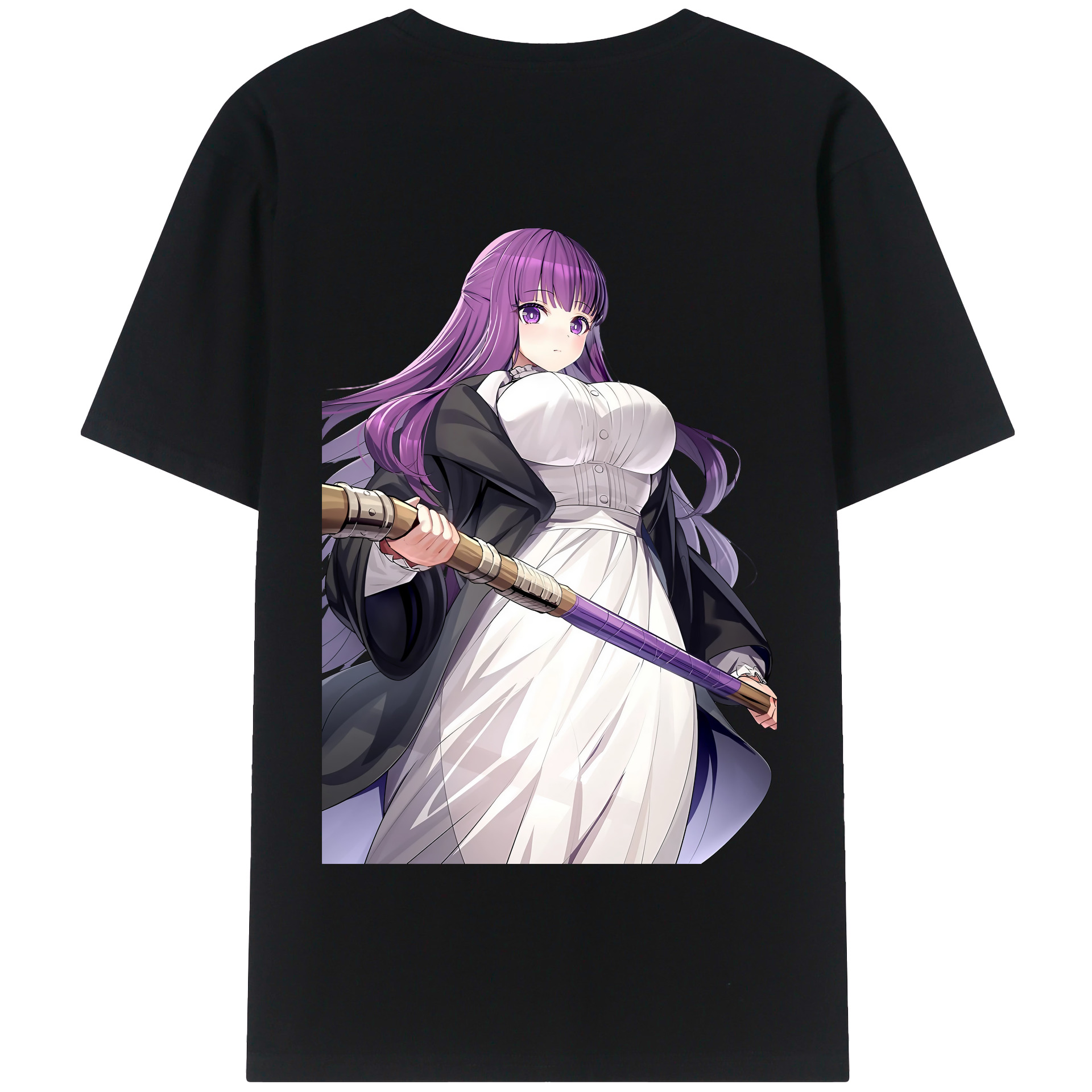 （画像用） 葬送のフリーレン Frieren 綿100％半袖Tシャツ（背面プリント）