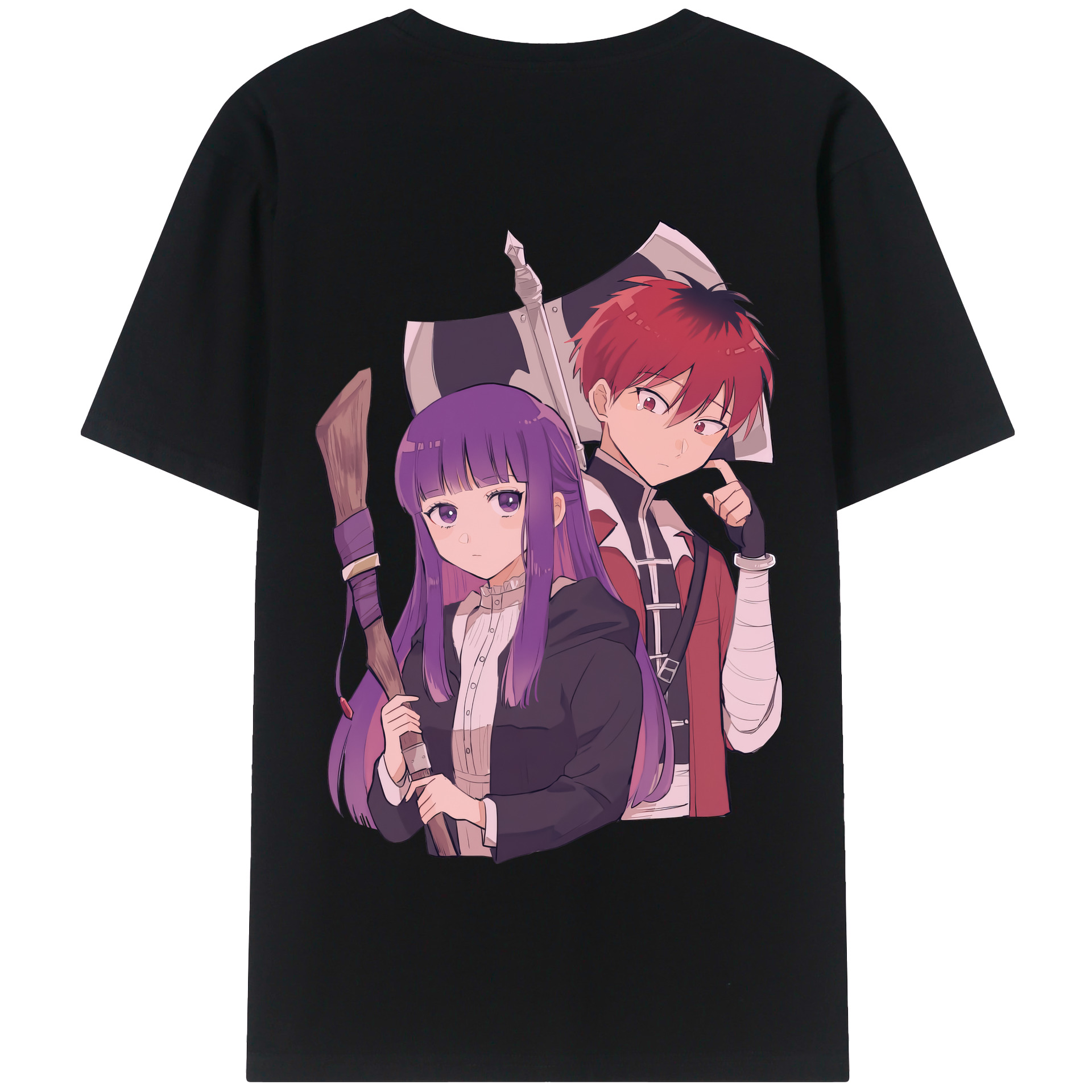 （画像用） 葬送のフリーレン Frieren 綿100％半袖Tシャツ（背面プリント）