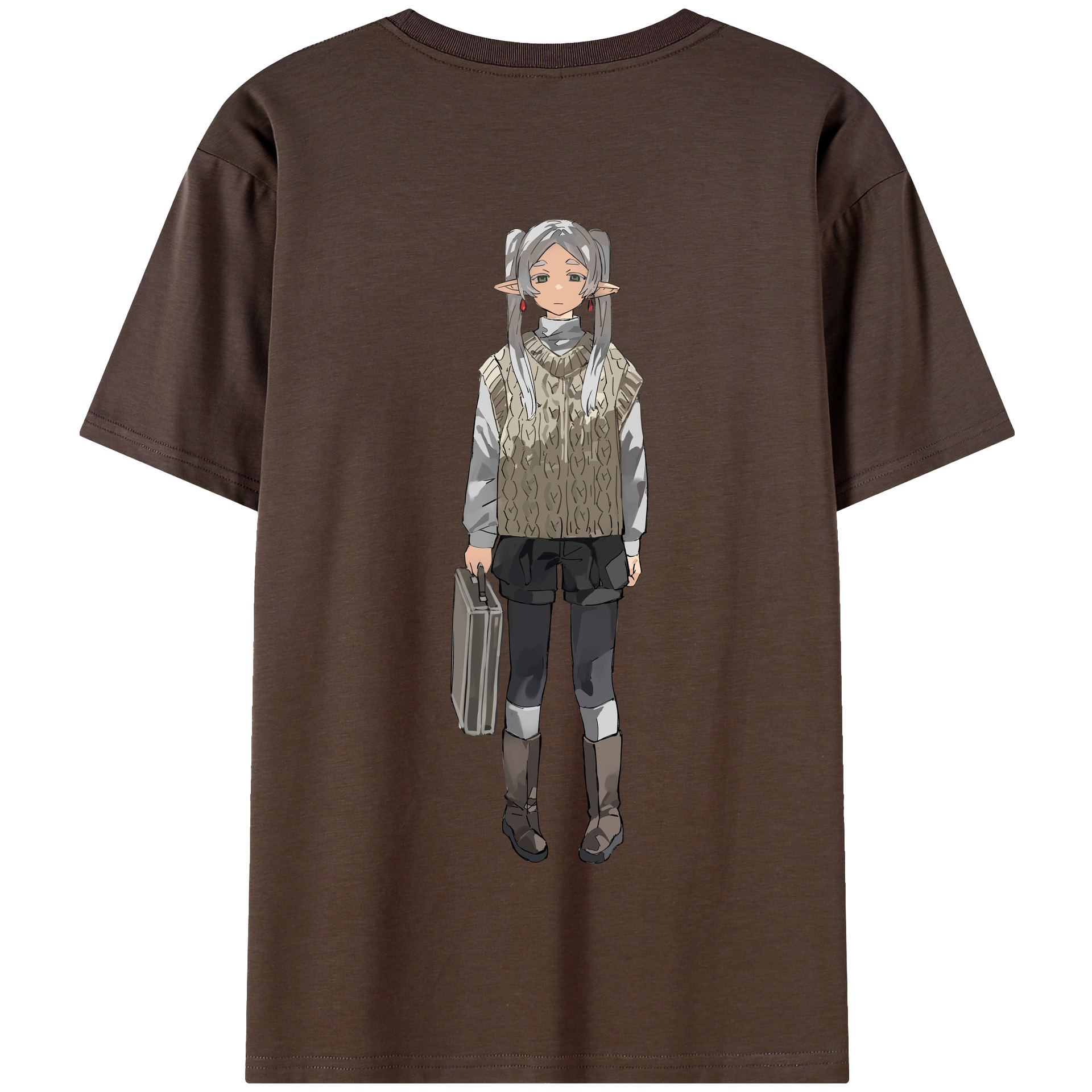 （画像用） 葬送のフリーレン Frieren 綿100％半袖Tシャツ（背面プリント）