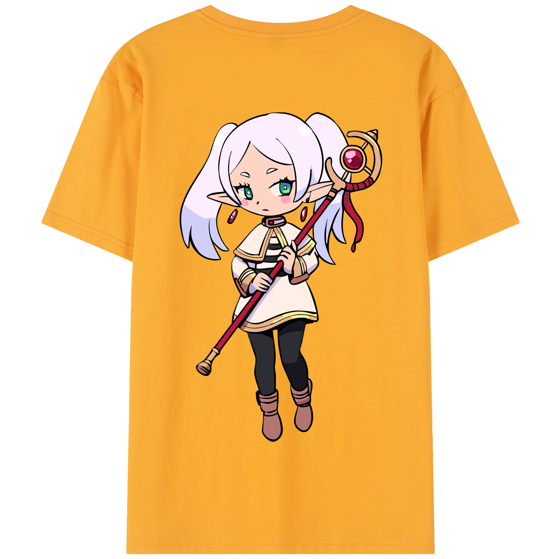 （画像用） 葬送のフリーレン Frieren 綿100％半袖Tシャツ（背面プリント）