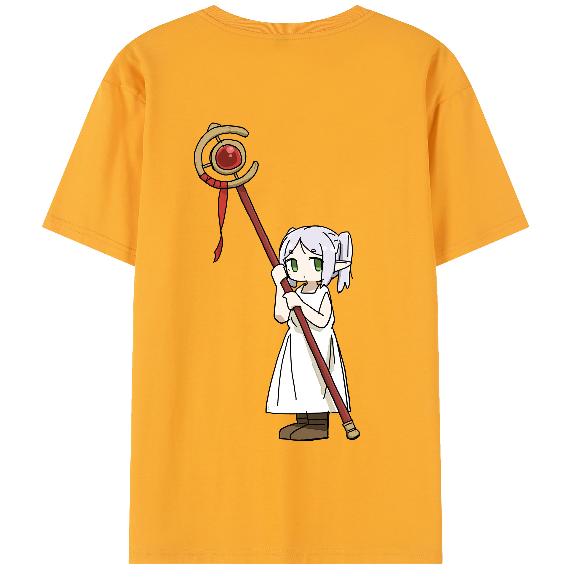 （画像用） 葬送のフリーレン Frieren 綿100％半袖Tシャツ（背面プリント）