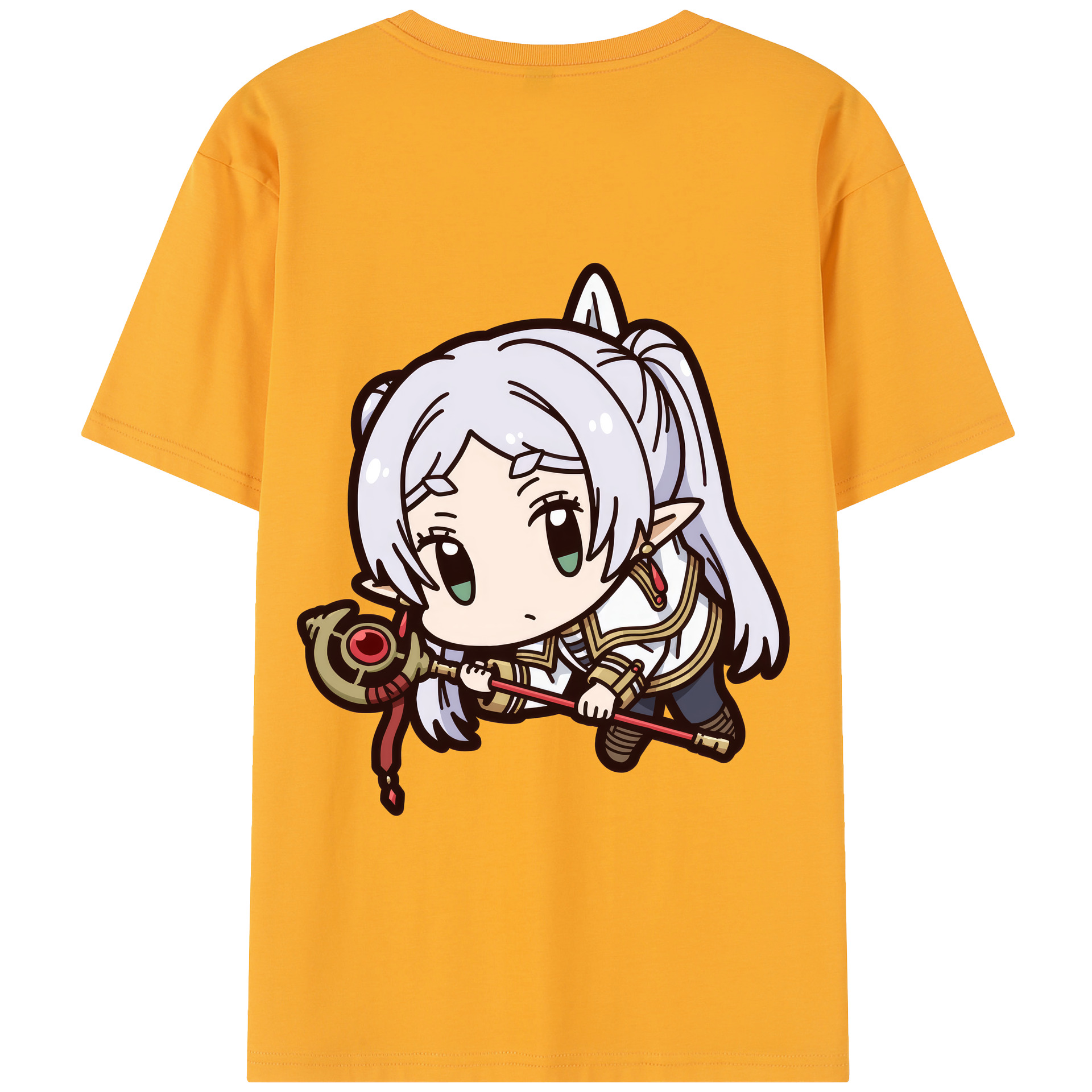 （画像用） 葬送のフリーレン Frieren 綿100％半袖Tシャツ（背面プリント）