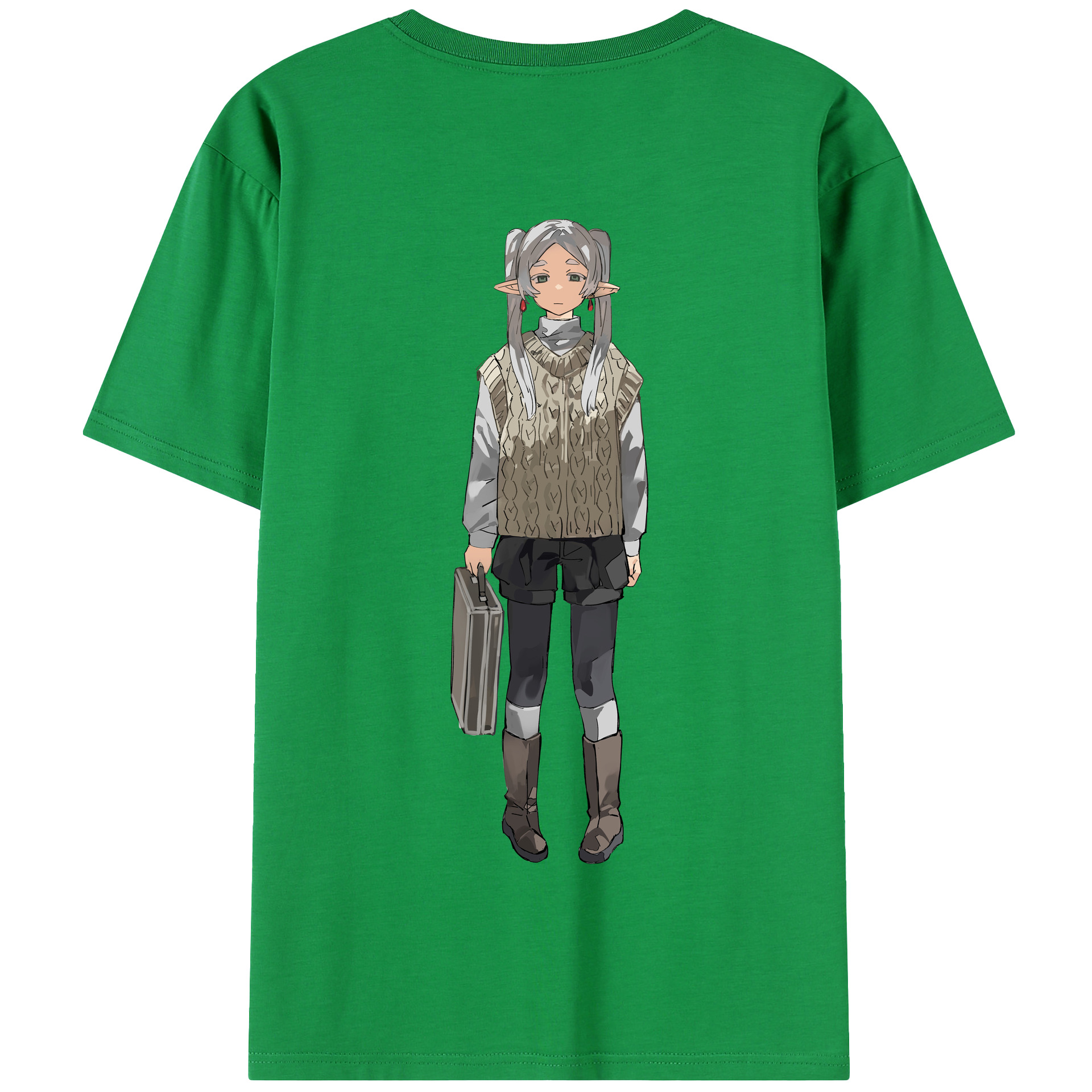 （画像用） 葬送のフリーレン Frieren 綿100％半袖Tシャツ（背面プリント）