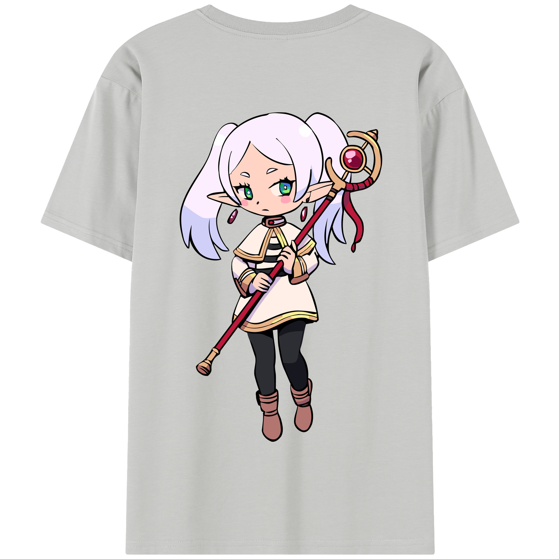 （画像用） 葬送のフリーレン Frieren 綿100％半袖Tシャツ（背面プリント）