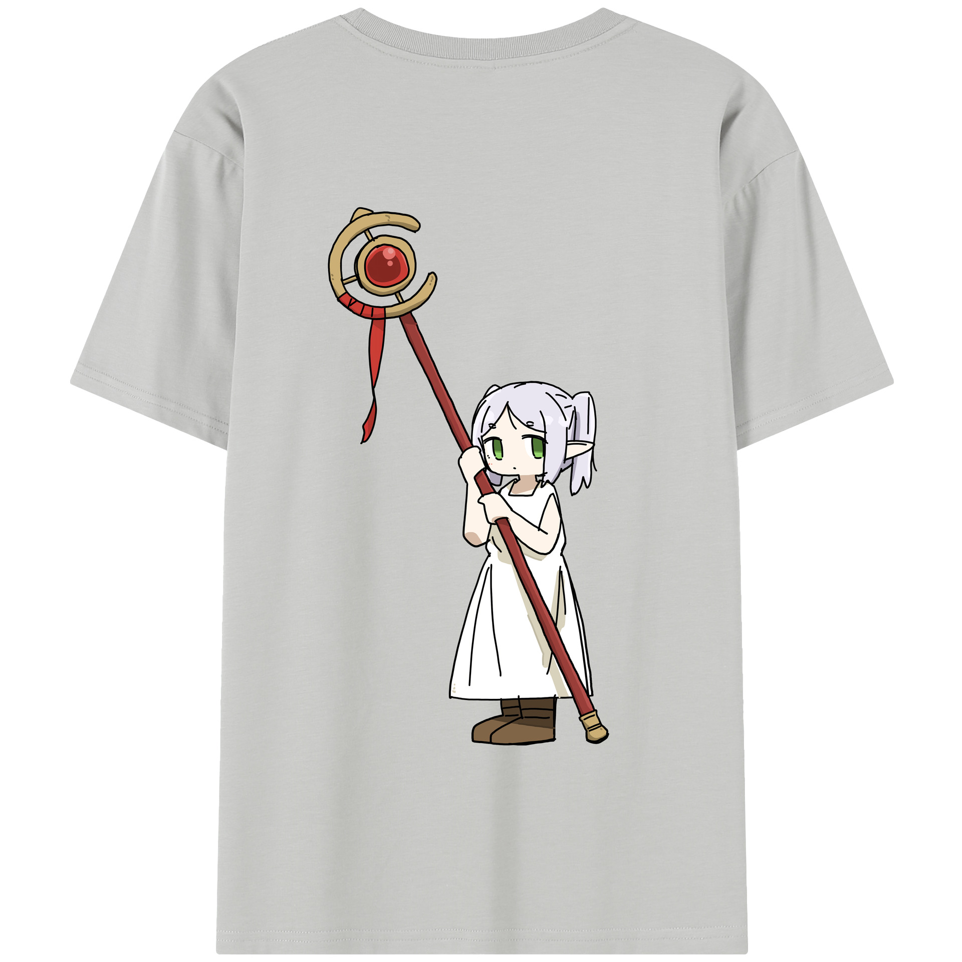 （画像用） 葬送のフリーレン Frieren 綿100％半袖Tシャツ（背面プリント）