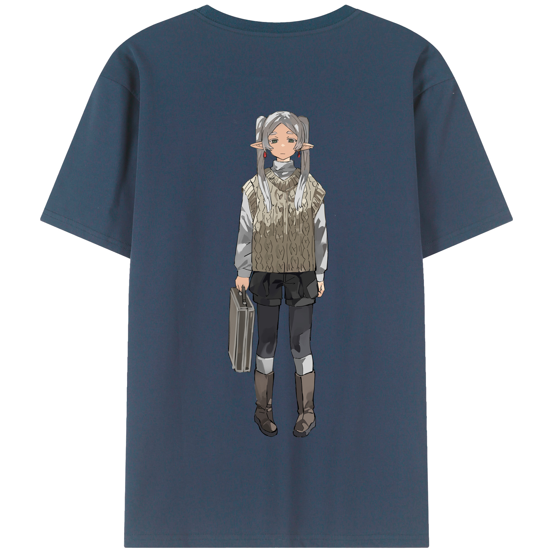 （画像用） 葬送のフリーレン Frieren 綿100％半袖Tシャツ（背面プリント）