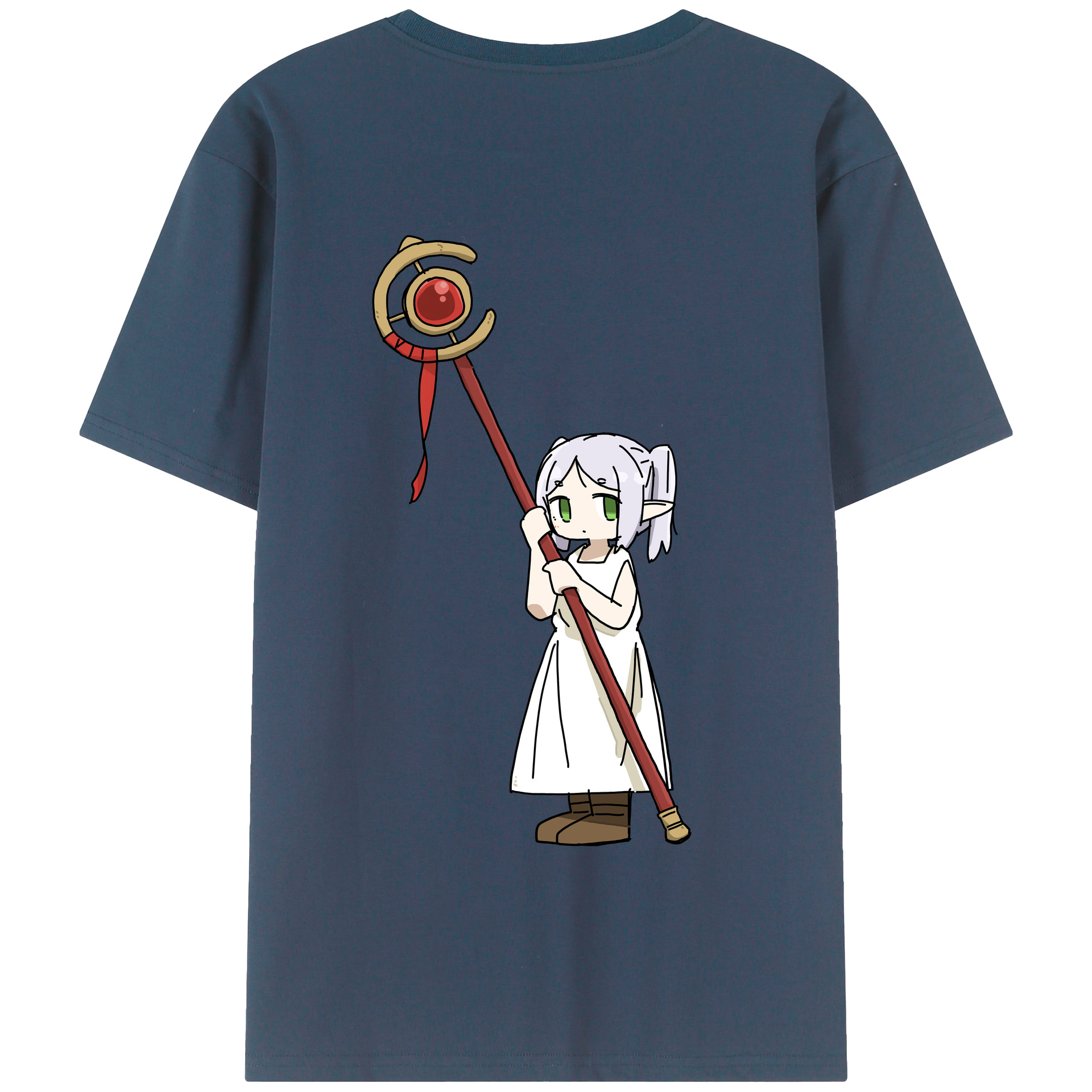 （画像用） 葬送のフリーレン Frieren 綿100％半袖Tシャツ（背面プリント）