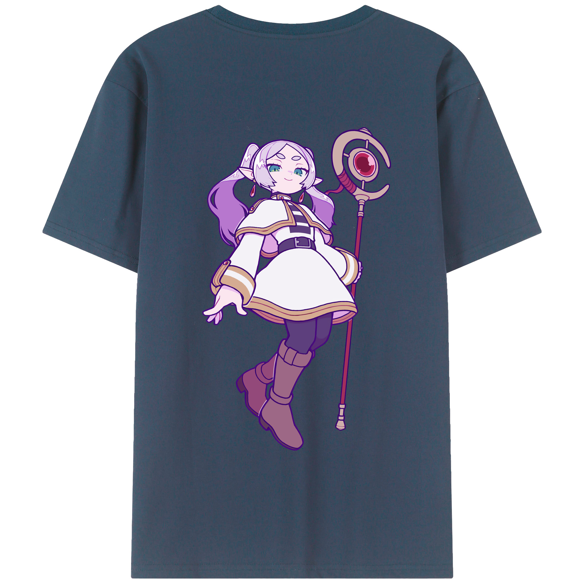 （画像用） 葬送のフリーレン Frieren 綿100％半袖Tシャツ（背面プリント）