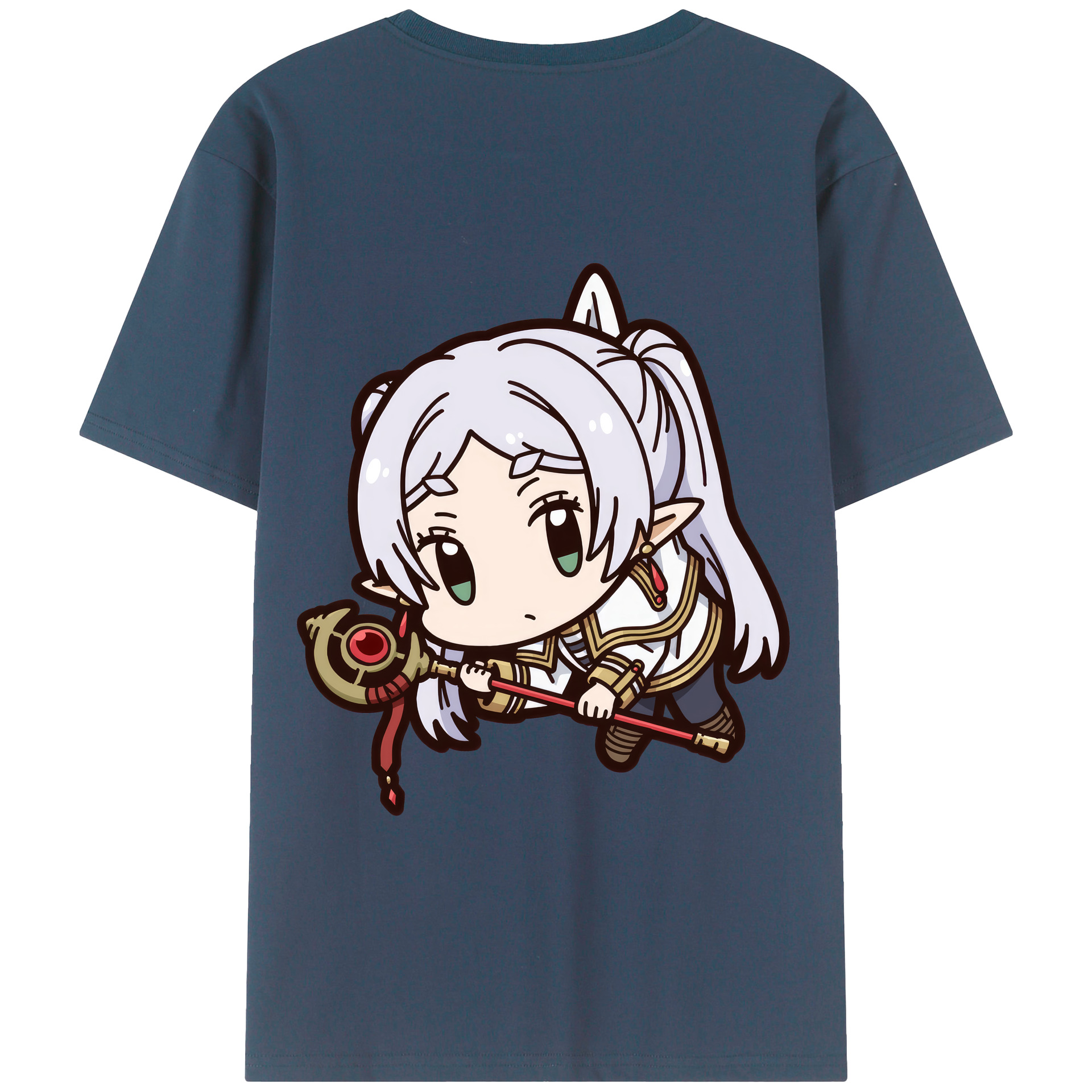 （画像用） 葬送のフリーレン Frieren 綿100％半袖Tシャツ（背面プリント）