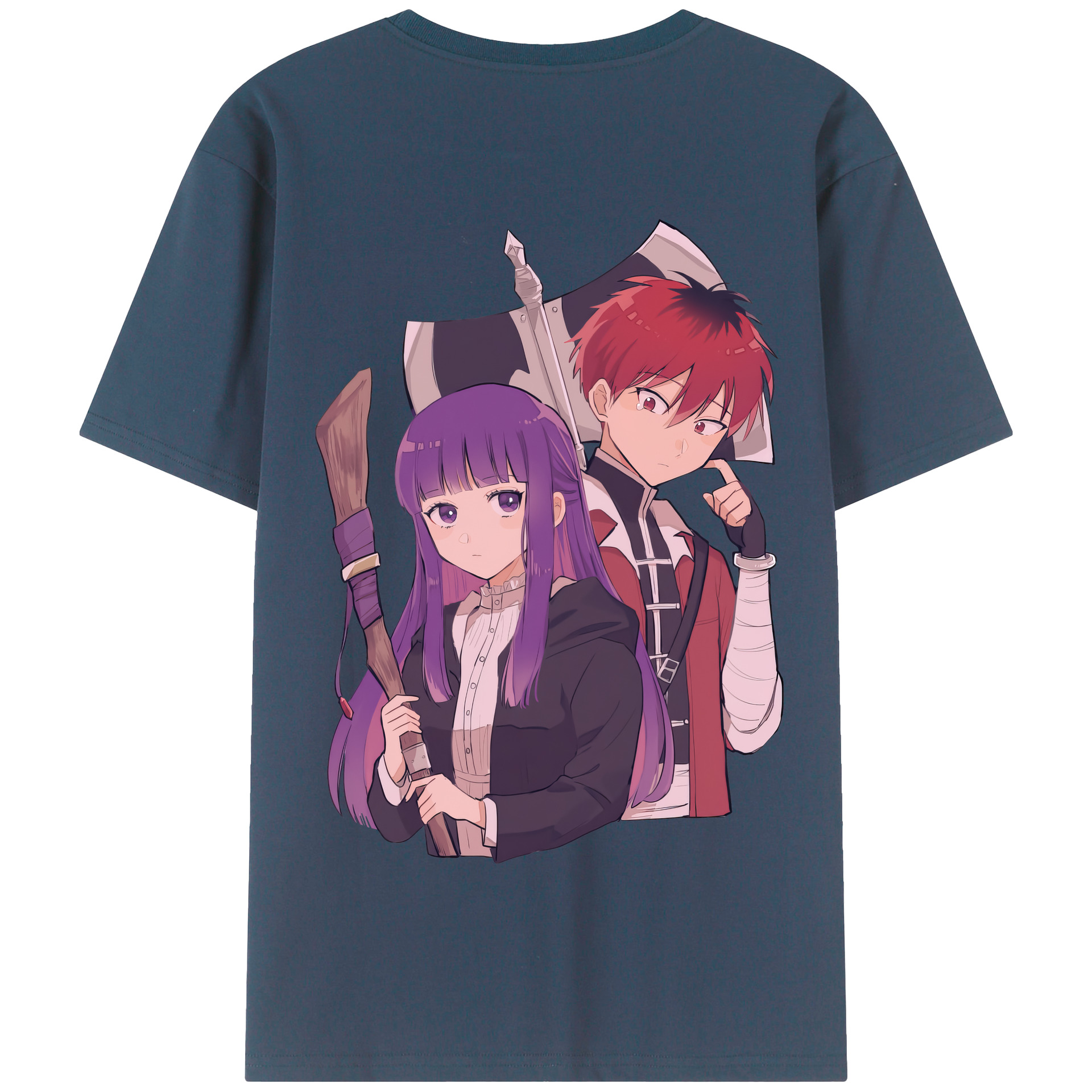 （画像用） 葬送のフリーレン Frieren 綿100％半袖Tシャツ（背面プリント）