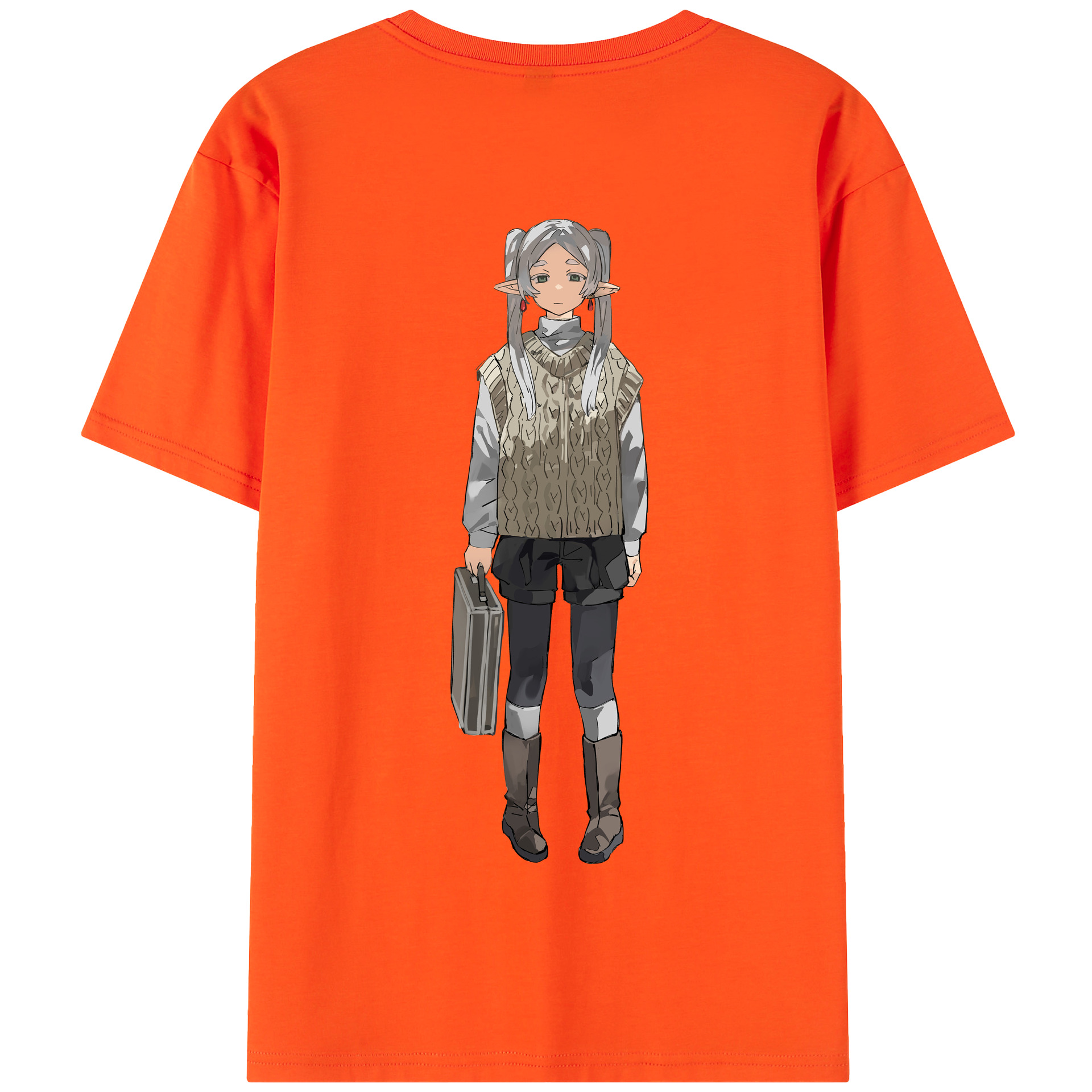 （画像用） 葬送のフリーレン Frieren 綿100％半袖Tシャツ（背面プリント）