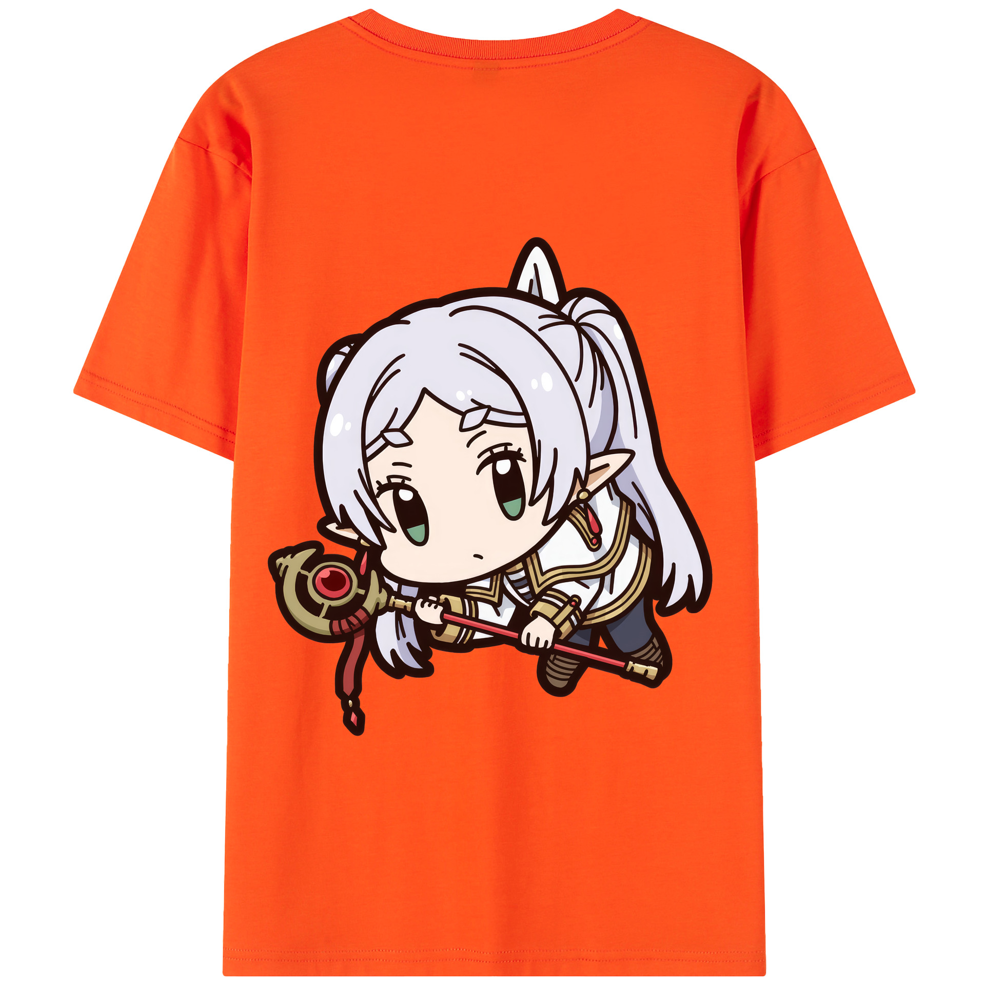 （画像用） 葬送のフリーレン Frieren 綿100％半袖Tシャツ（背面プリント）