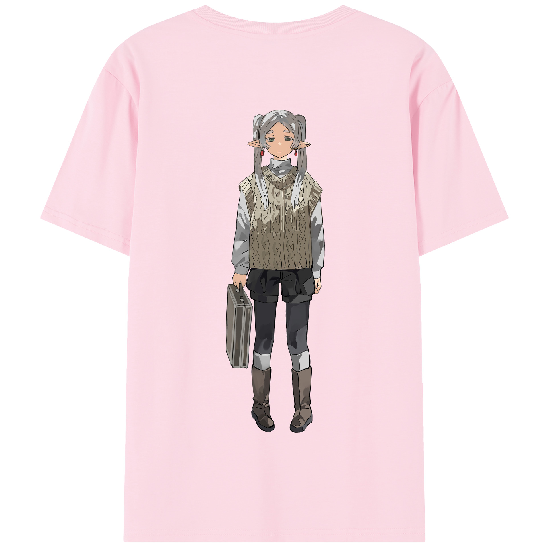 （画像用） 葬送のフリーレン Frieren 綿100％半袖Tシャツ（背面プリント）