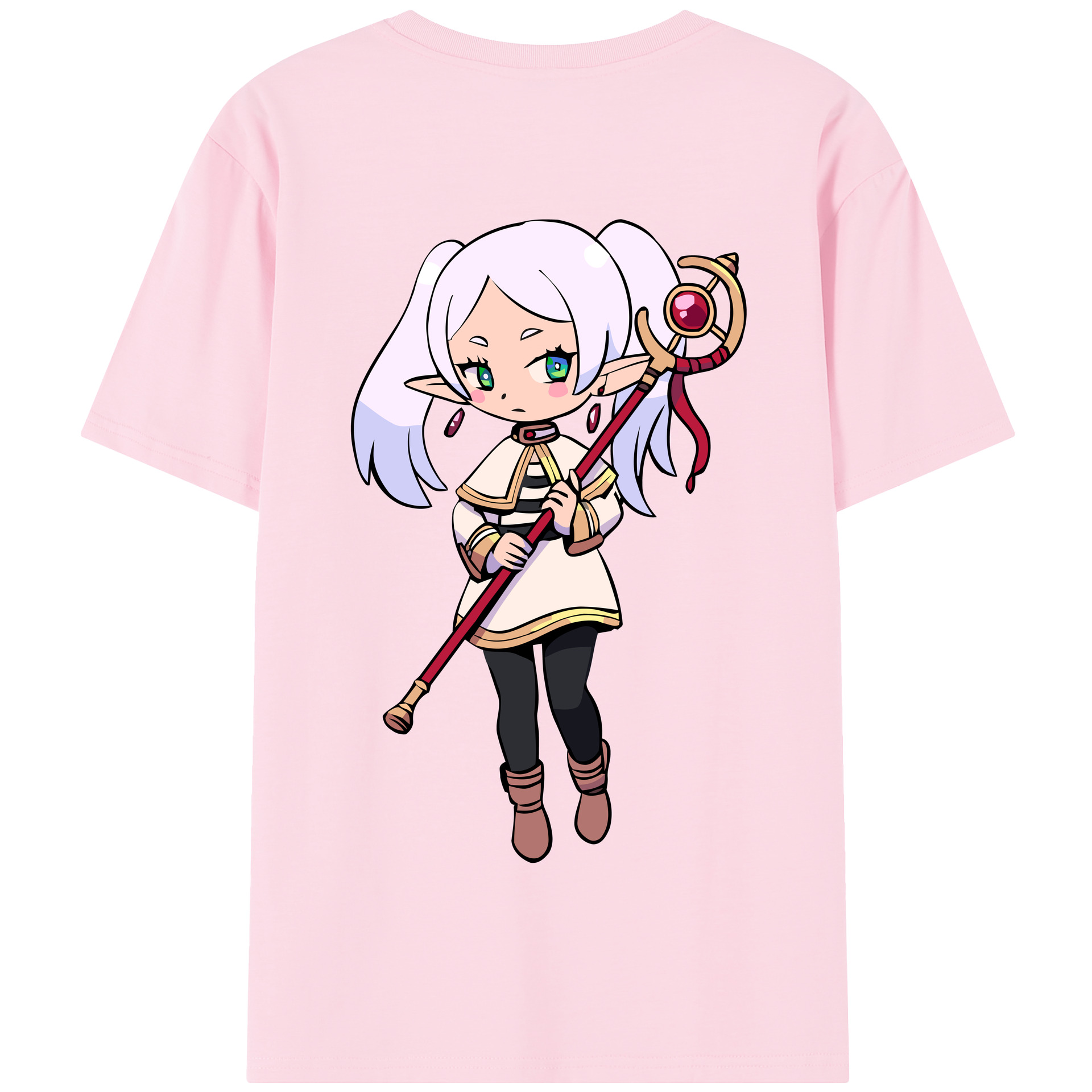（画像用） 葬送のフリーレン Frieren 綿100％半袖Tシャツ（背面プリント）