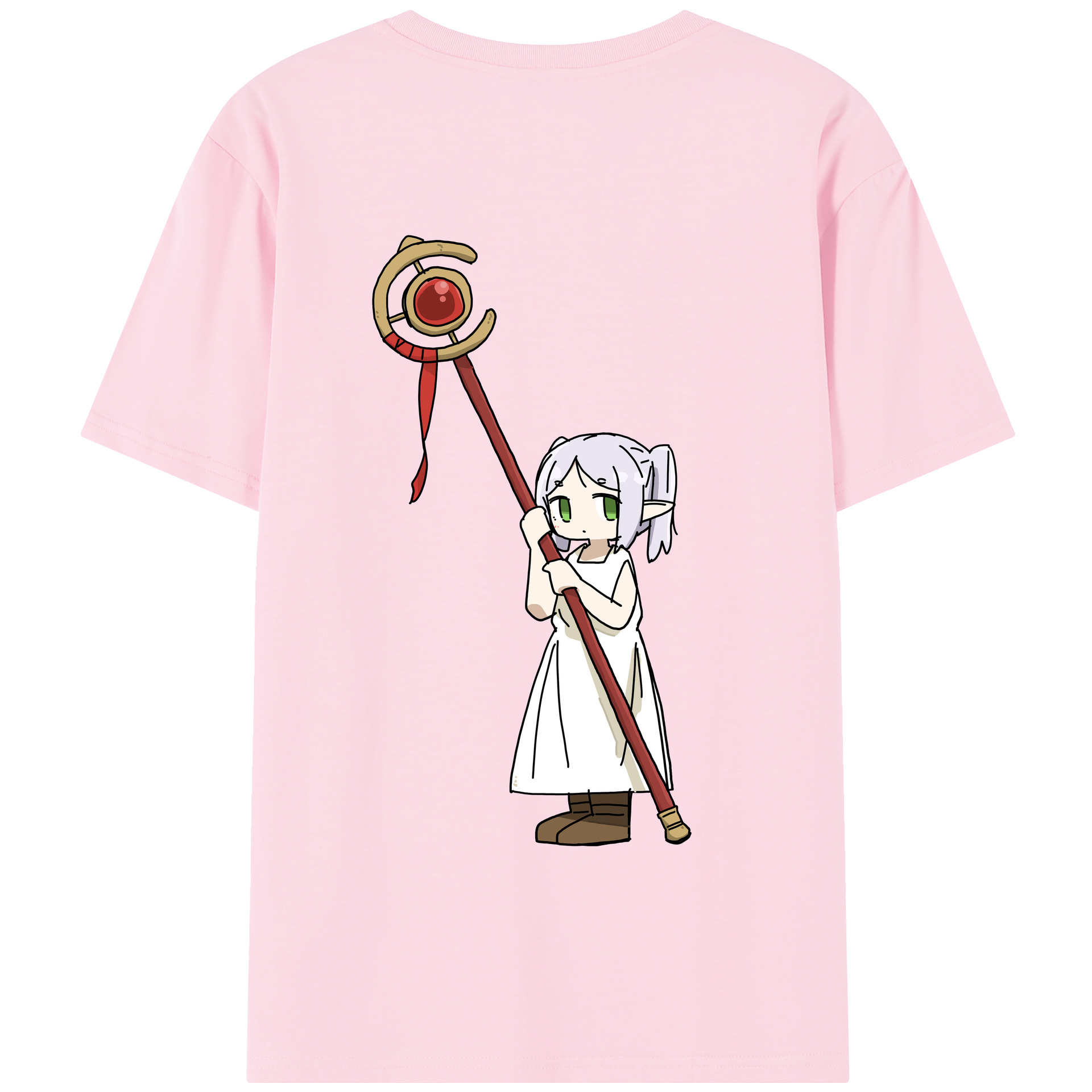 （画像用） 葬送のフリーレン Frieren 綿100％半袖Tシャツ（背面プリント）